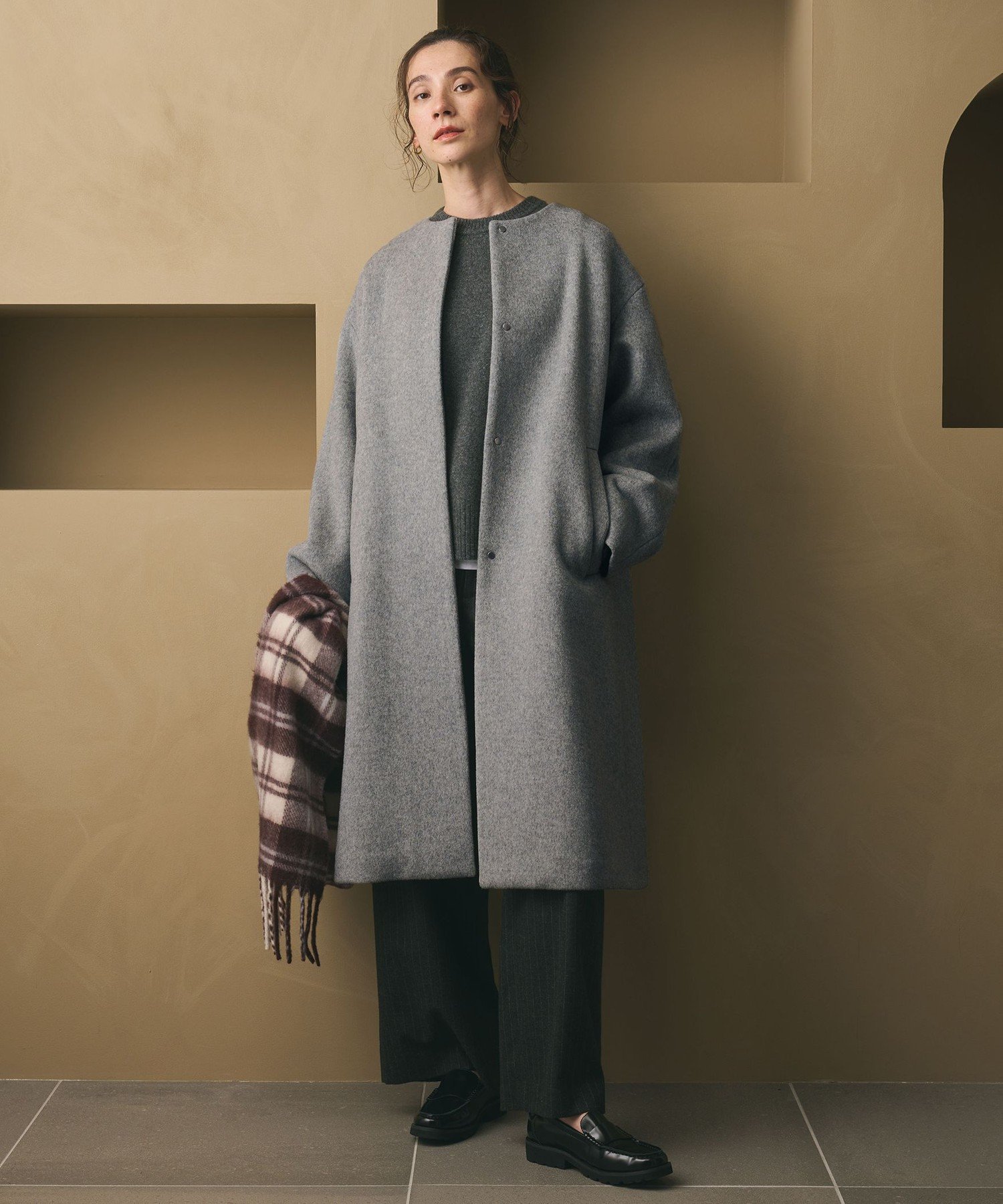 BEAUTY&YOUTH UNITED ARROWS｜毛ナイロン ノーカラーコート | Rakuten