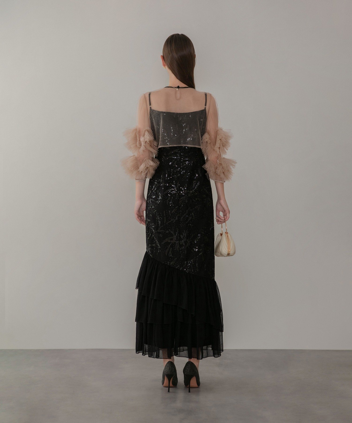 Leja｜Leja-フラワースパンコールチュールフリルスリーブIライン