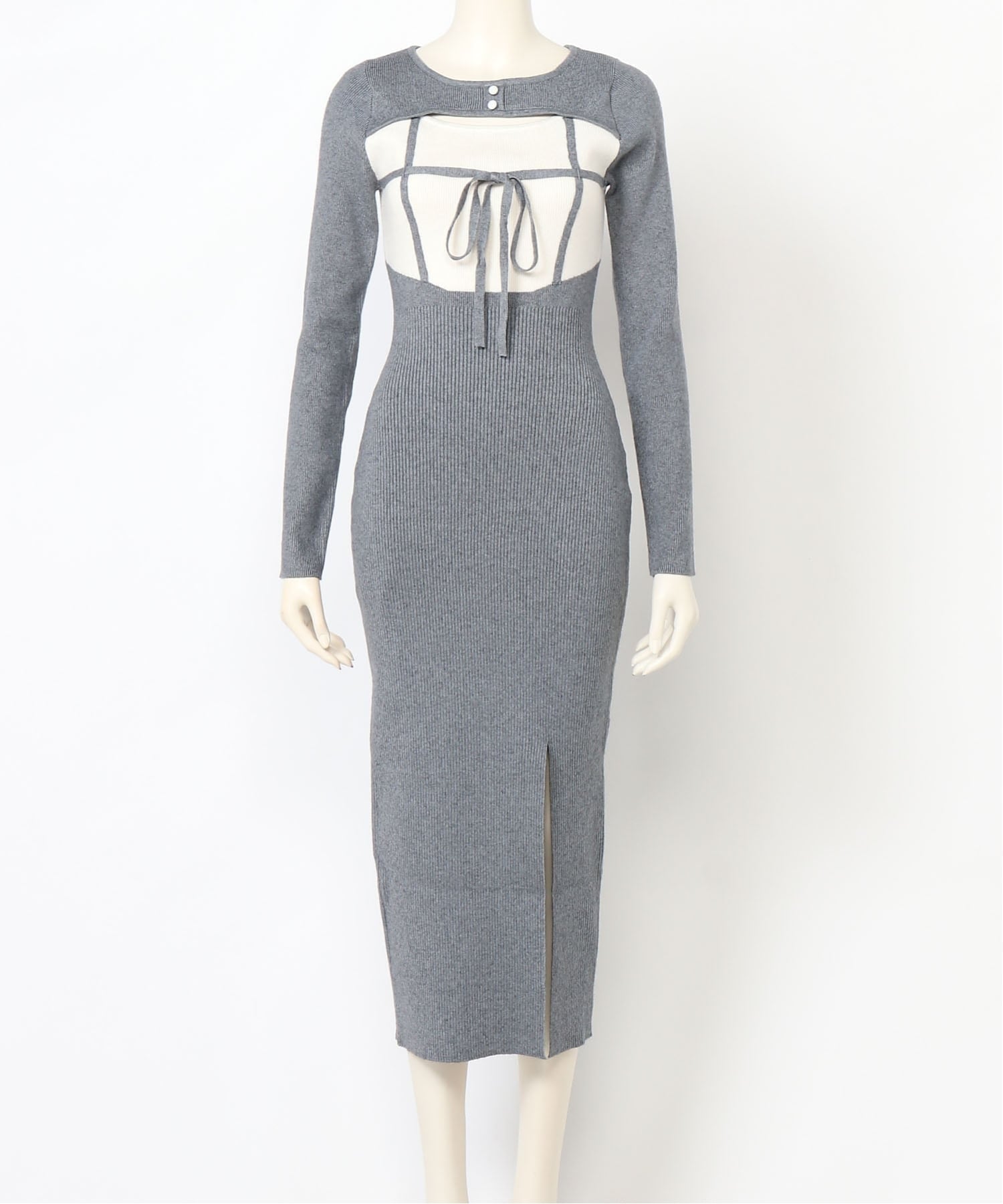 LIP SERVICE｜LIP SERVICE/(W)デコルテオープンバイカラーリボンニット