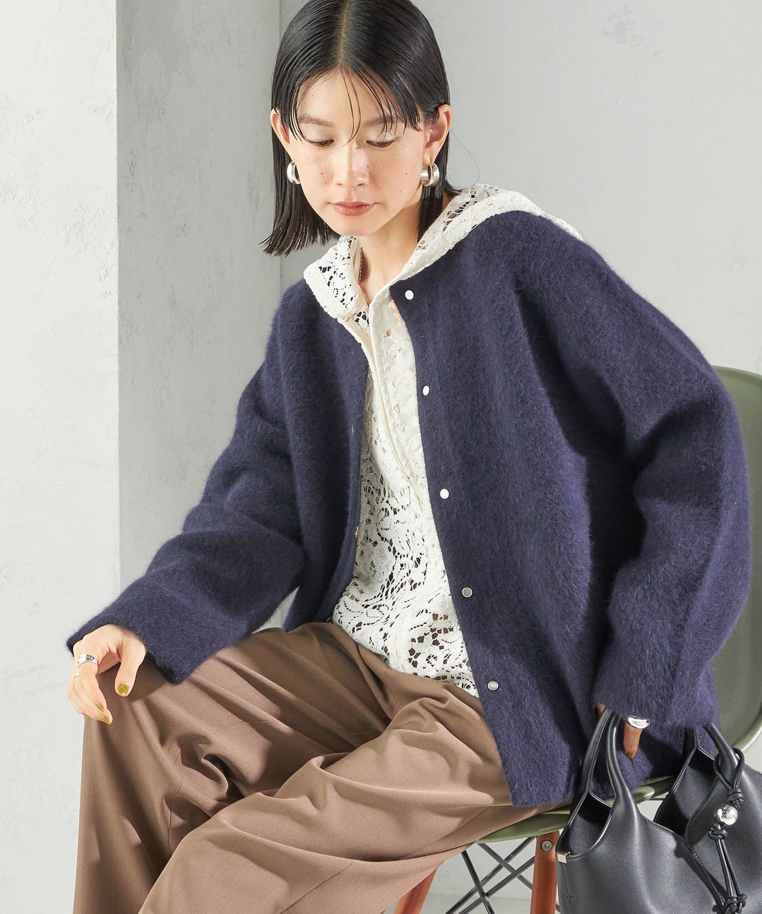 SHIPS｜フォックス ブレンド ノーカラー ニット コート | Rakuten