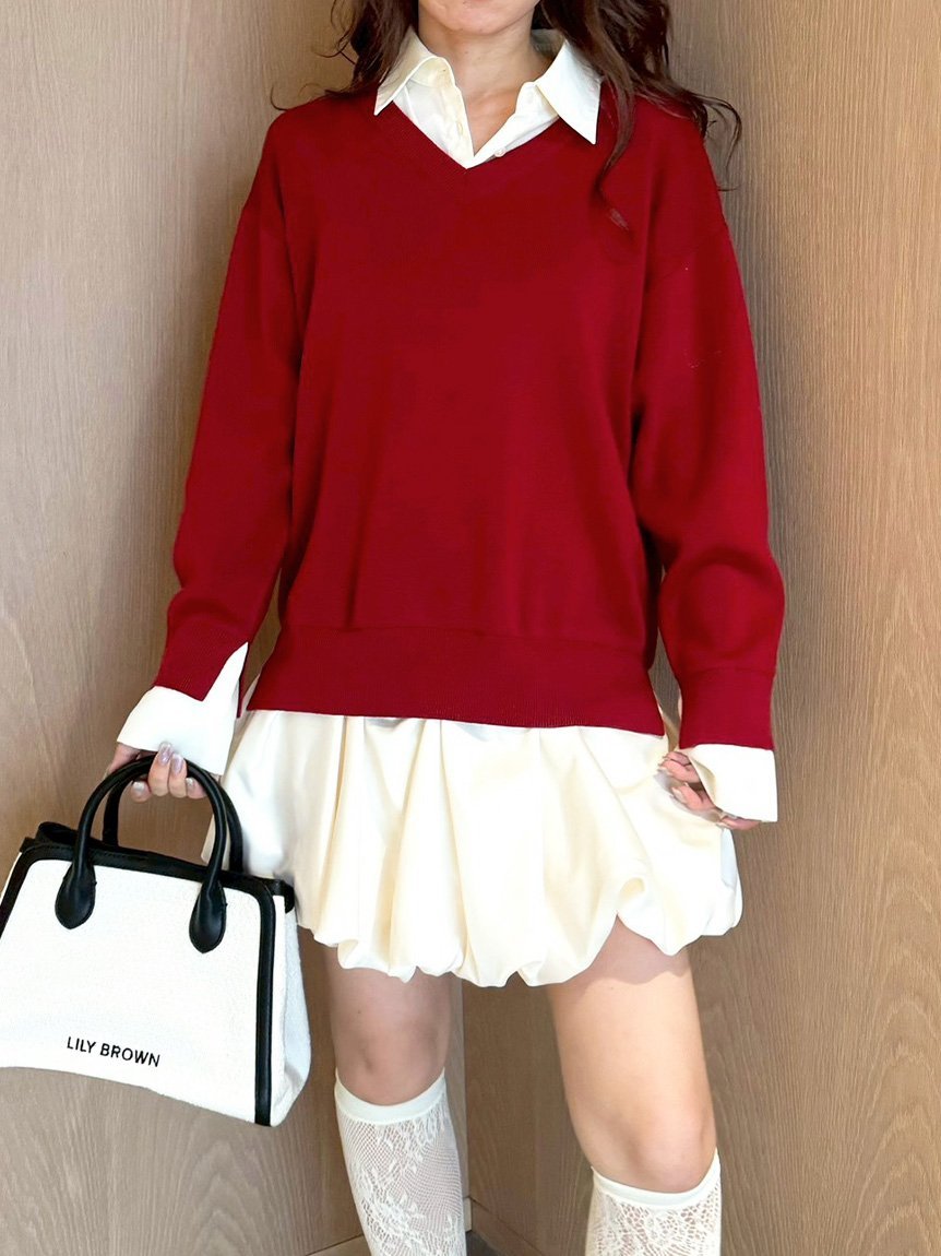 LILY BROWN｜ニットドッキングバルーンワンピース | Rakuten Fashion