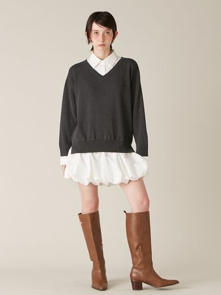 LILY BROWN｜ニットドッキングバルーンワンピース | Rakuten Fashion