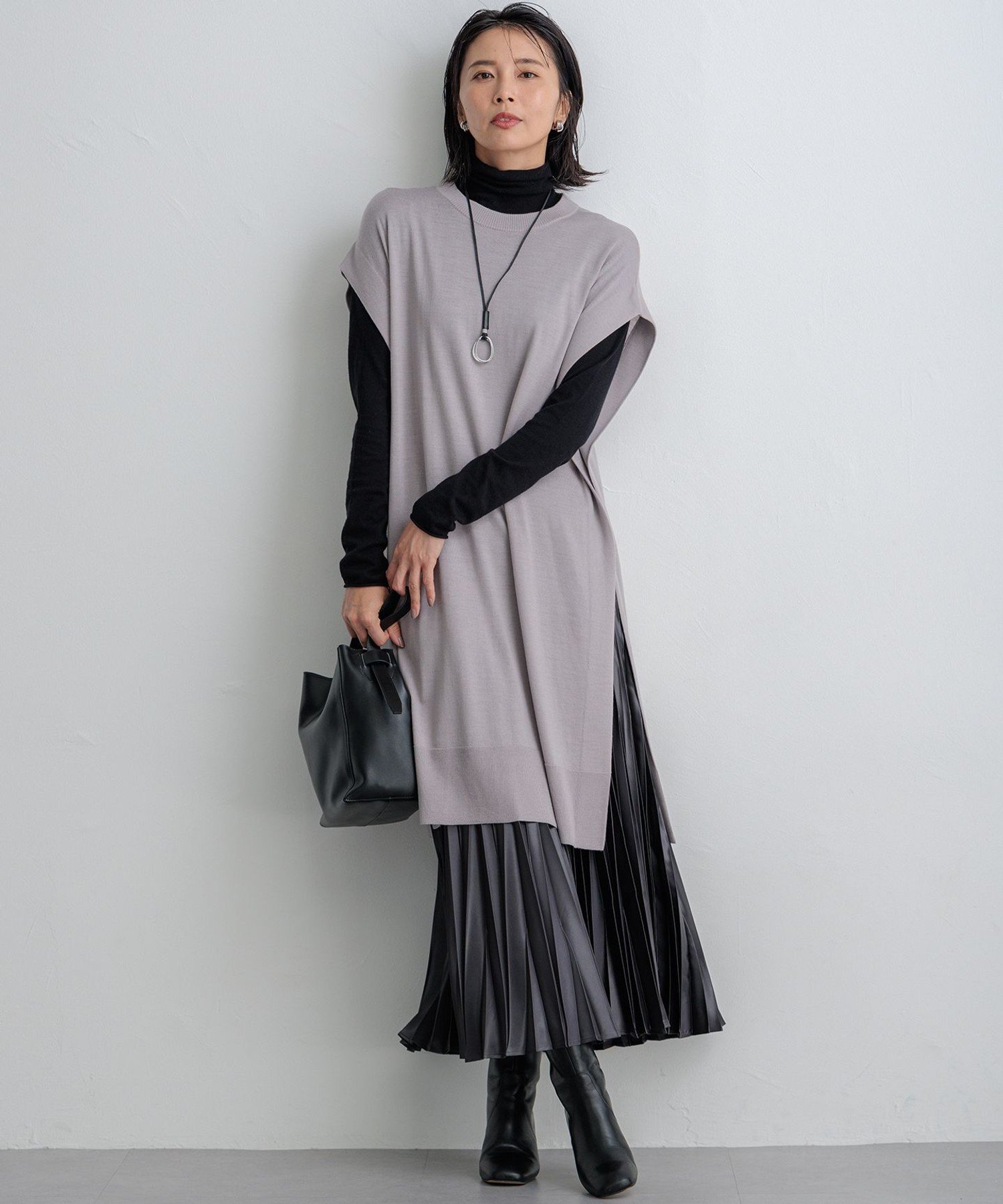 23区｜【洗える】レザーライクプリーツ スカート | Rakuten Fashion