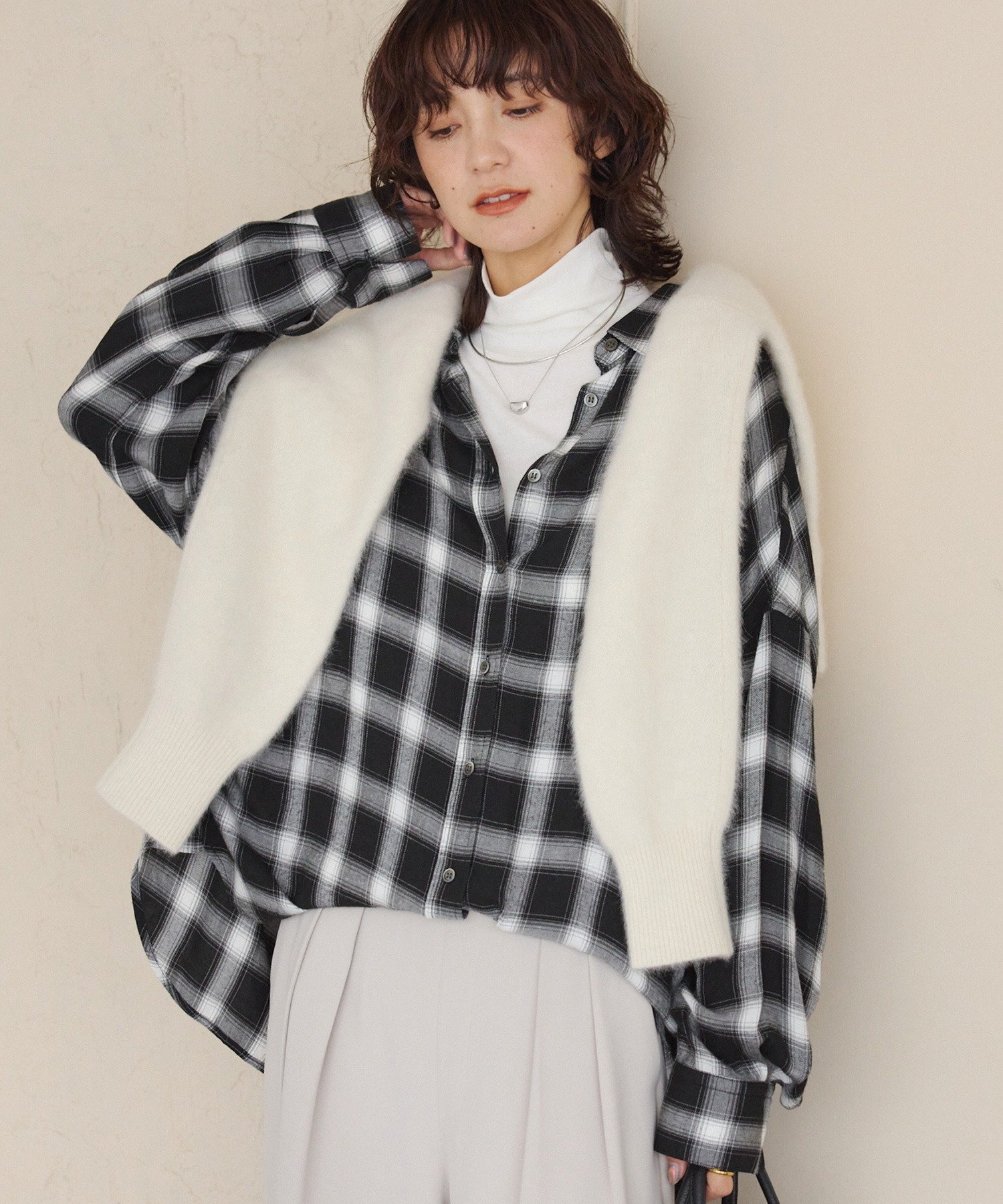 RIVE DROITE｜ウォッシュドチェックワイドシャツ | Rakuten Fashion