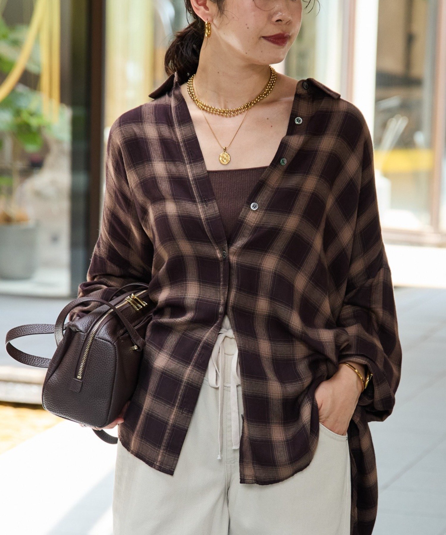 RIVE DROITE｜ウォッシュドチェックワイドシャツ | Rakuten Fashion