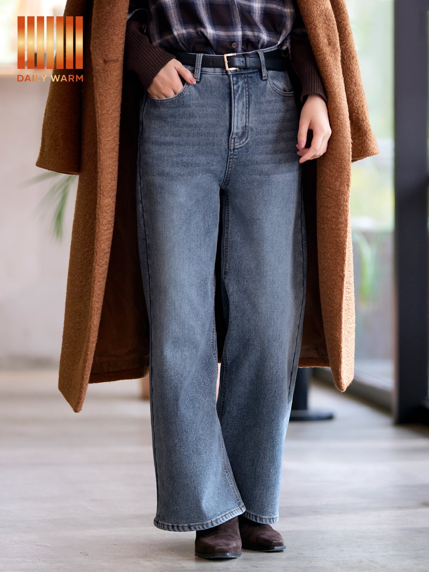 coca｜【新色追加】裏起毛デニムワイドパンツ | Rakuten Fashion(楽天