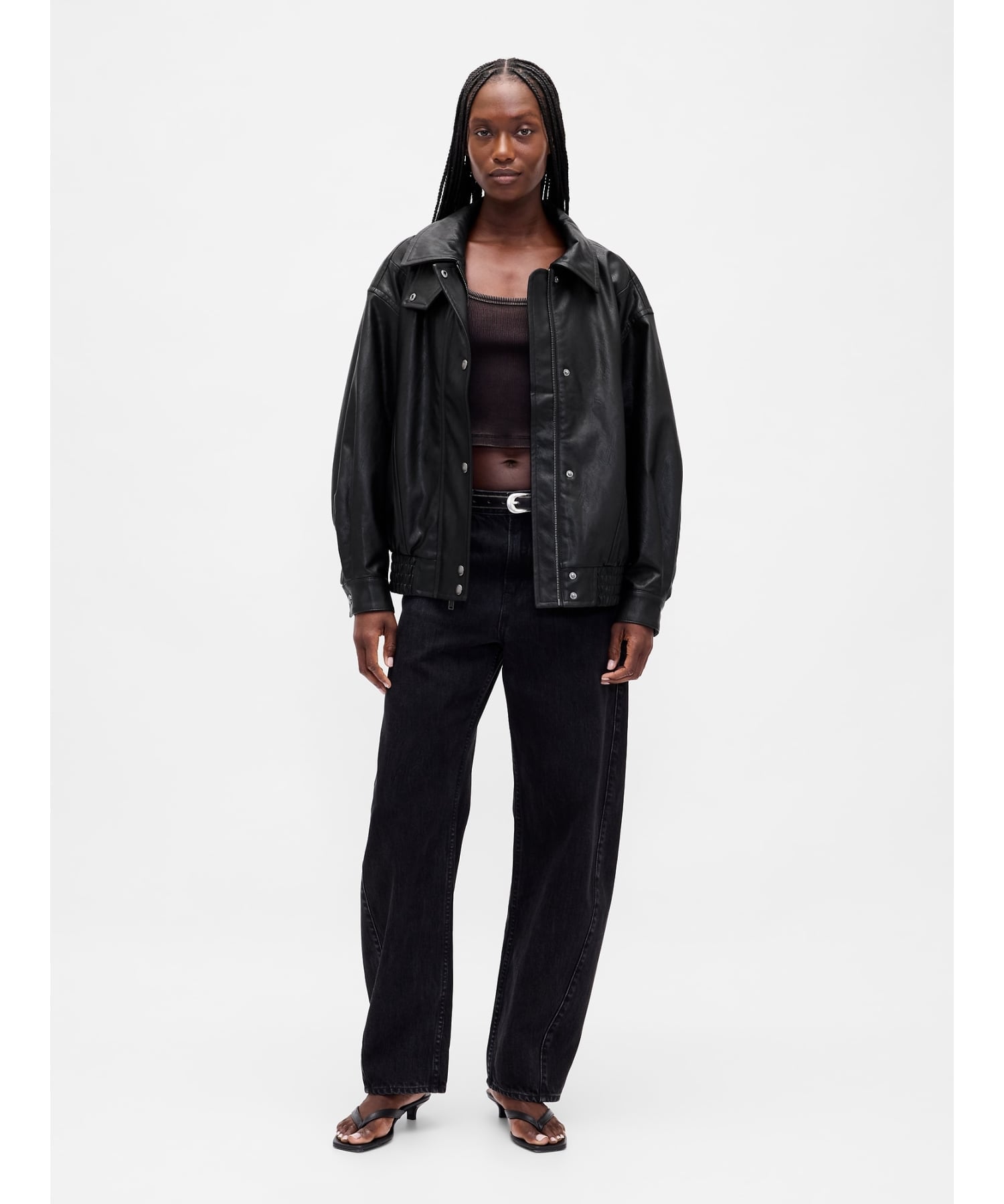 GAP｜(W)オーバーサイズ ヴィーガンレザージャケット | Rakuten