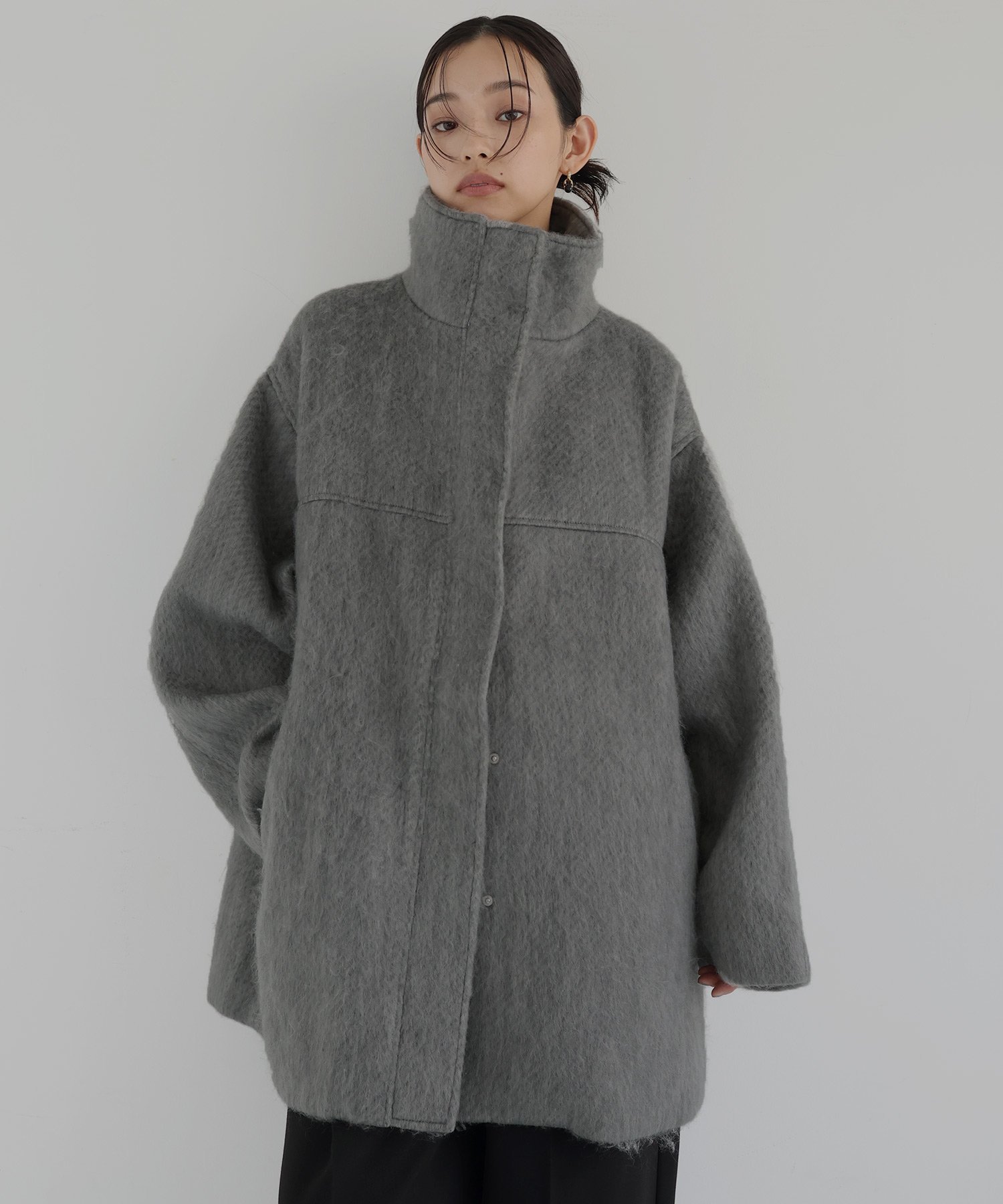 hellam｜シャギースタンドカラーコート | Rakuten Fashion(楽天