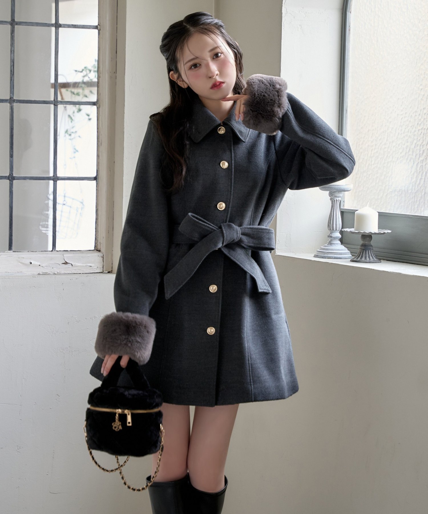 one after another NICE CLAUP｜リボンミドルコート/SMサイズあり