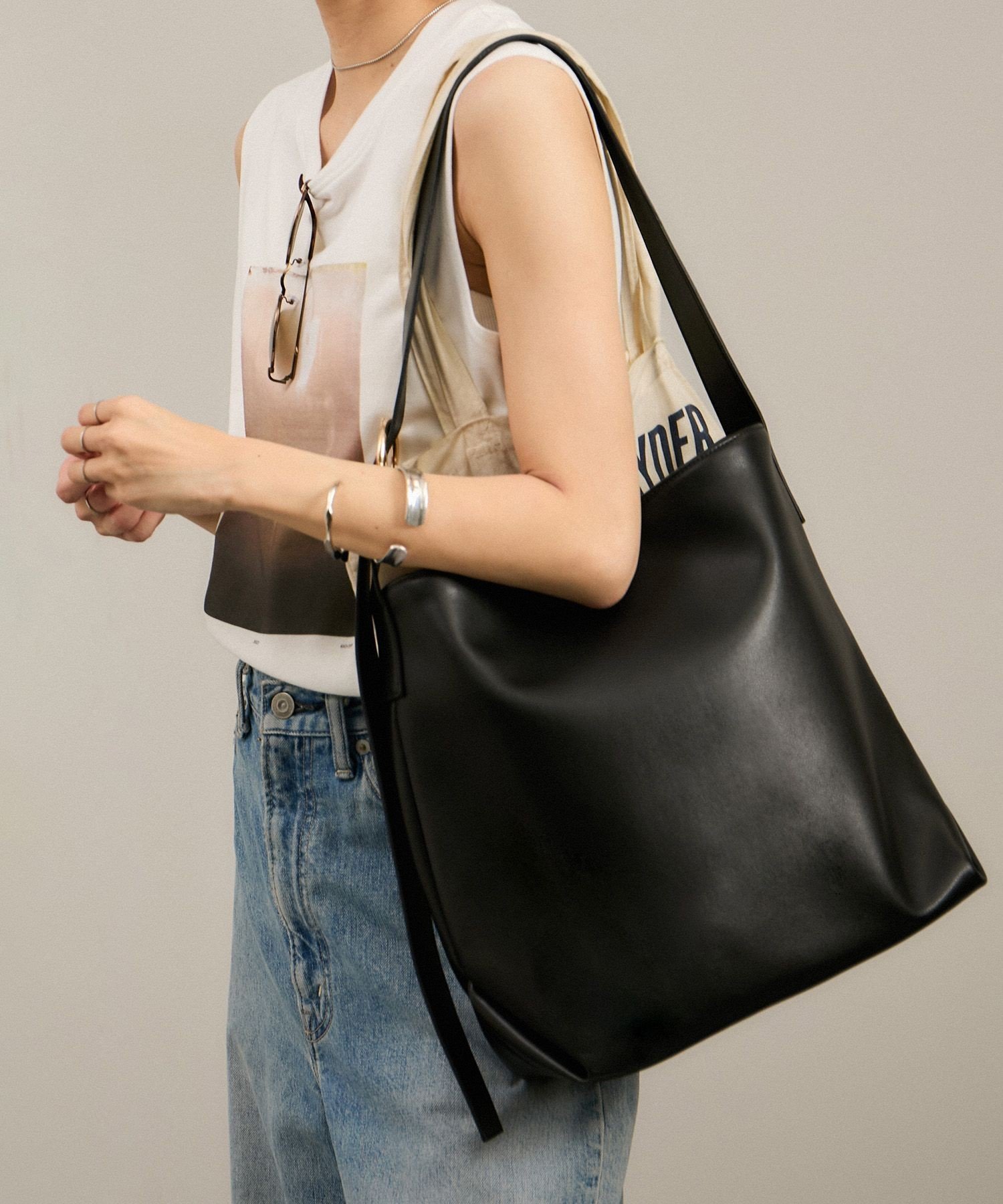 SALON adam et rope'｜スプリットレザートートバッグ/バケットバッグ