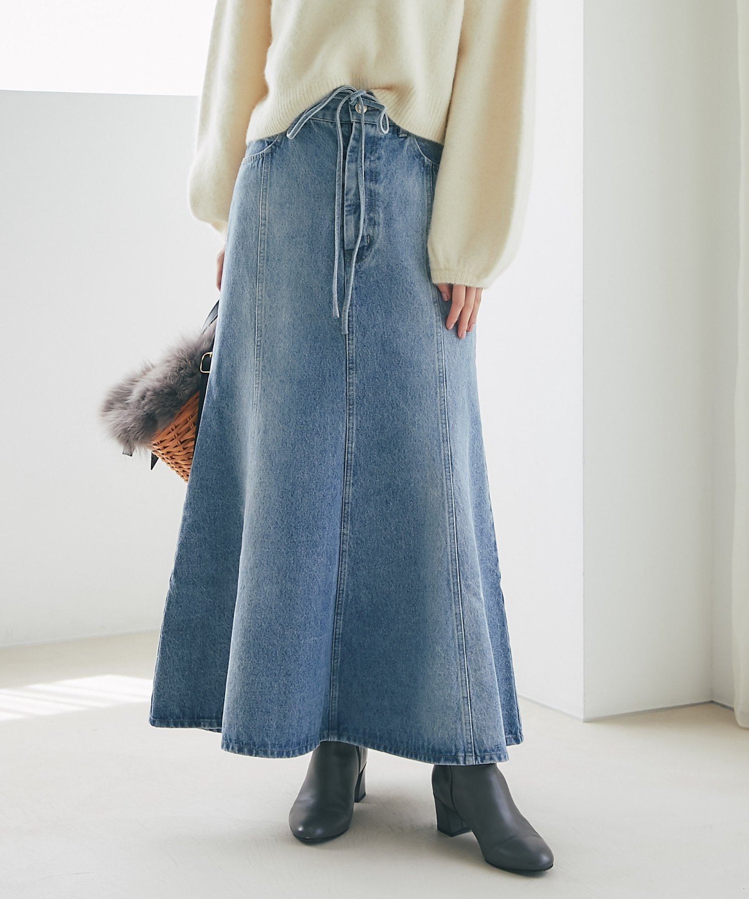 La boutique BonBon｜【今すぐお届け!・美シルエット】リボンデニム