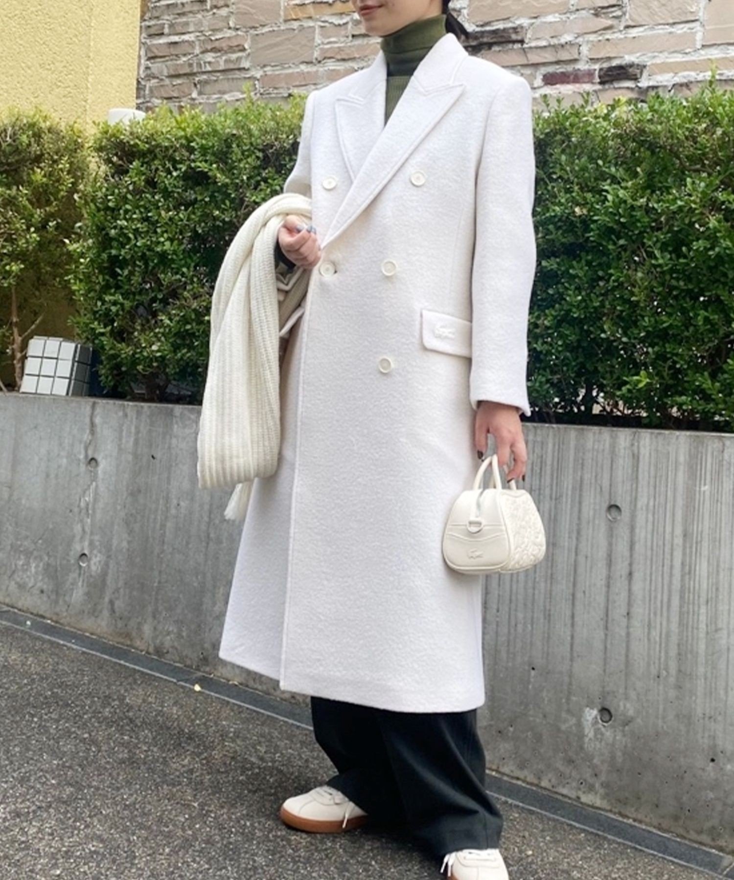 LACOSTE｜ダブルブレストウール ロングコート | Rakuten Fashion(楽天