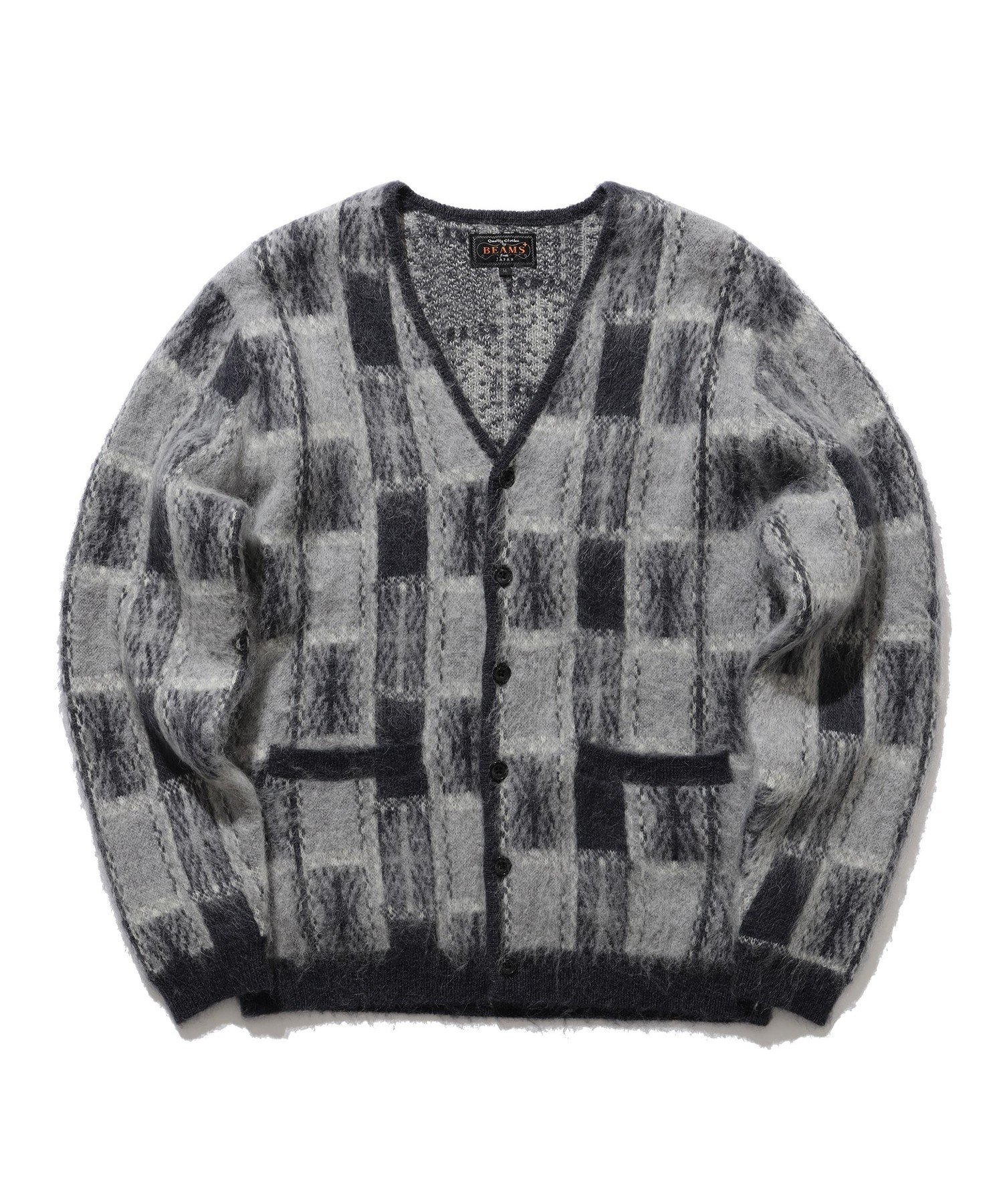 BEAMS OUTLET｜ダブルジャカード チェックパターン カーディガン
