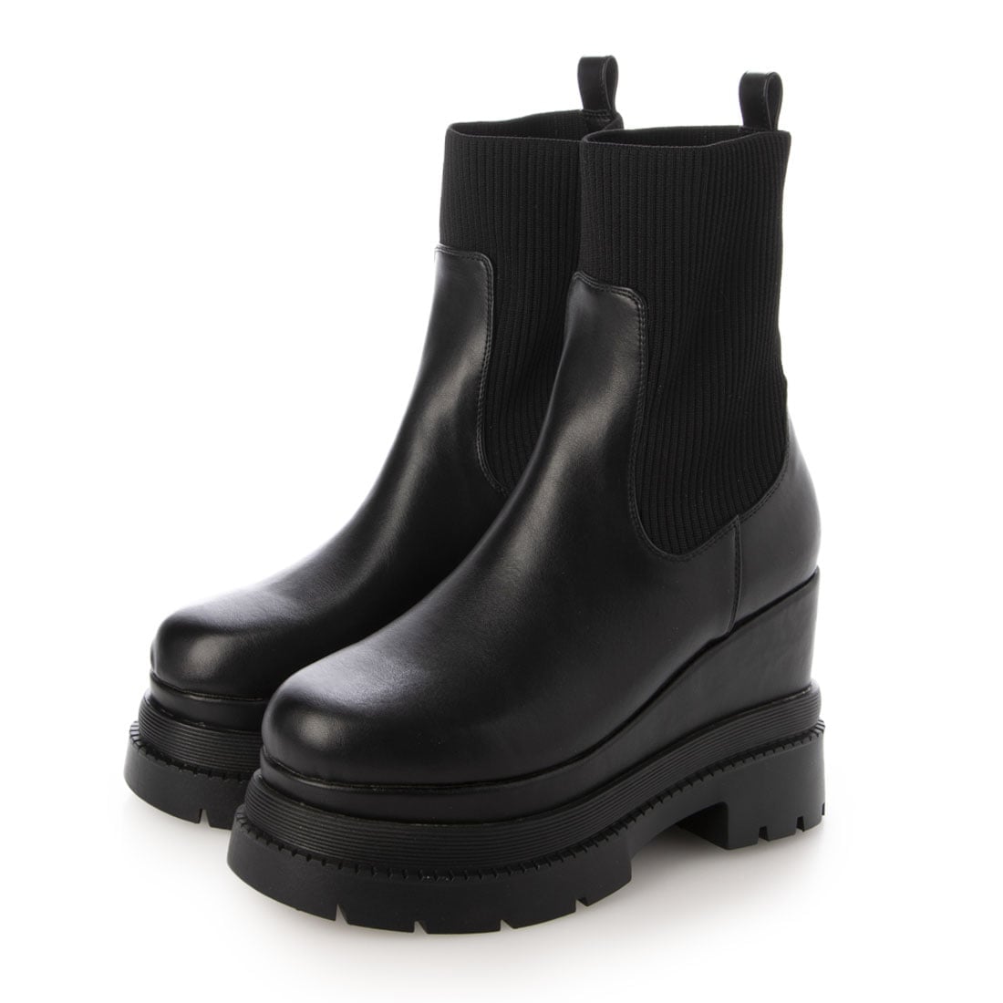 EVOL｜【ふかふか・クッション入り】11cmニットショートブーツ