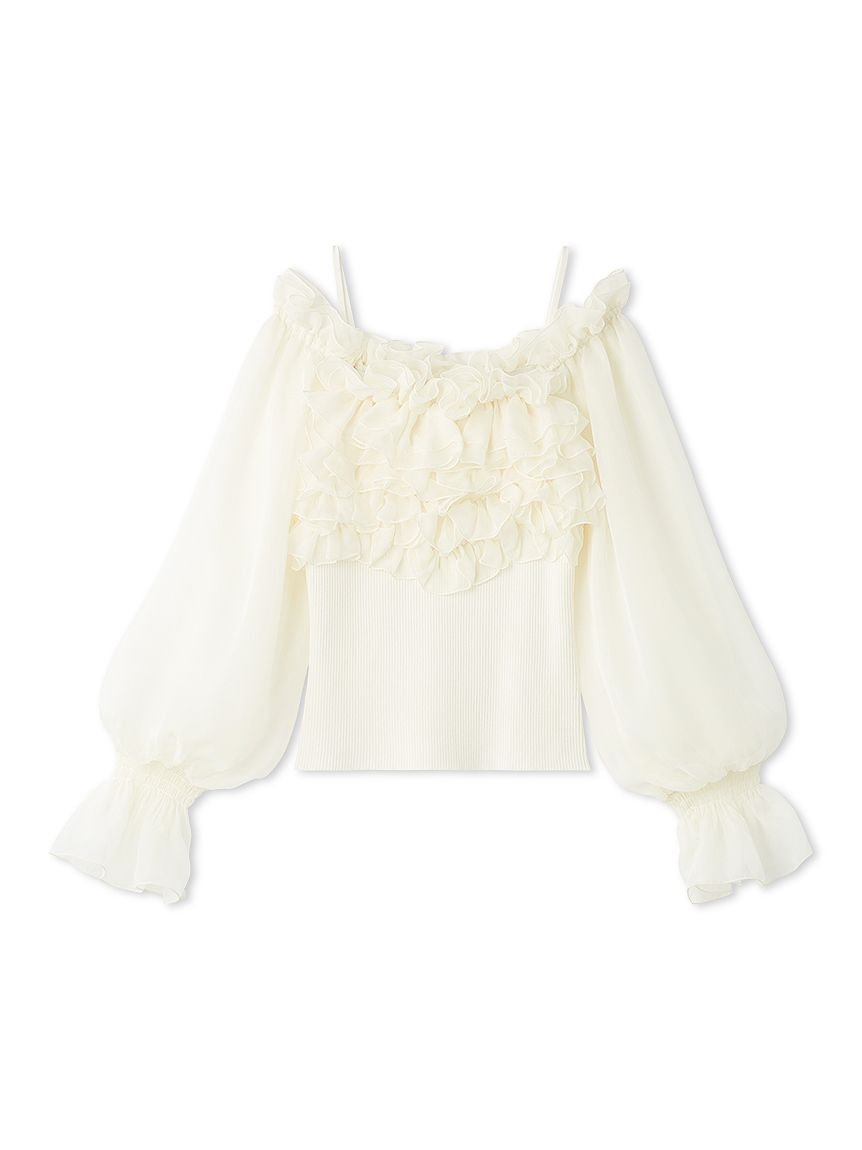 SNIDEL｜デザインシアーフリルニットプルオーバー | Rakuten Fashion