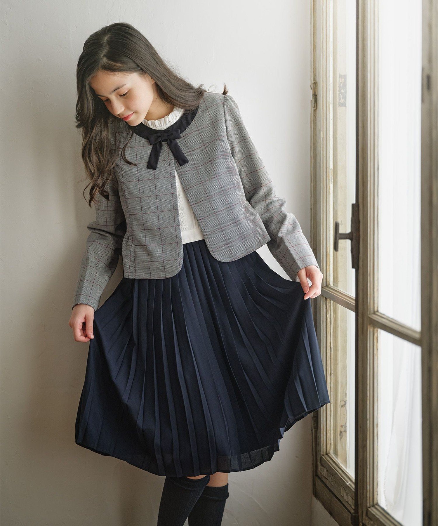 組曲｜【150-170cm】グレンチェックジャケット&プリーツワンピース