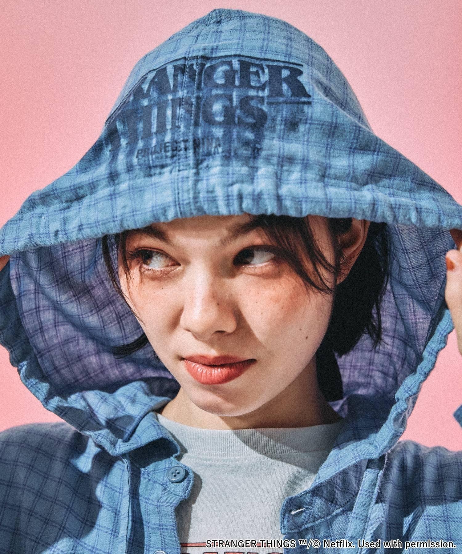 niko and ｜【STRANGER THINGS】コラボ チェックフードシャツ