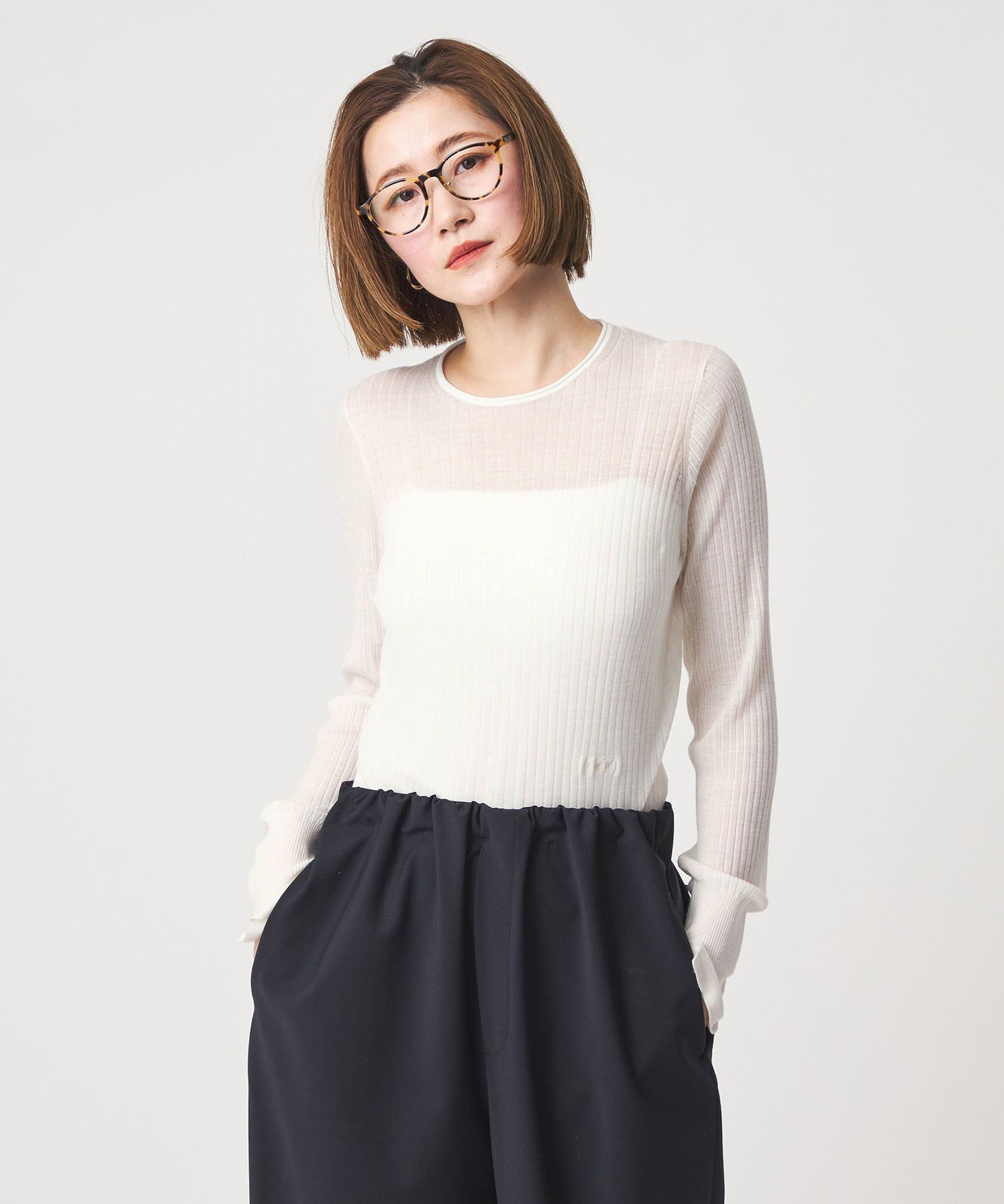 ＜conte＞シアー リブ クルーネックニット UNITED ARROWS｜<conte>シアー リブ クルーネックニット | Rakuten