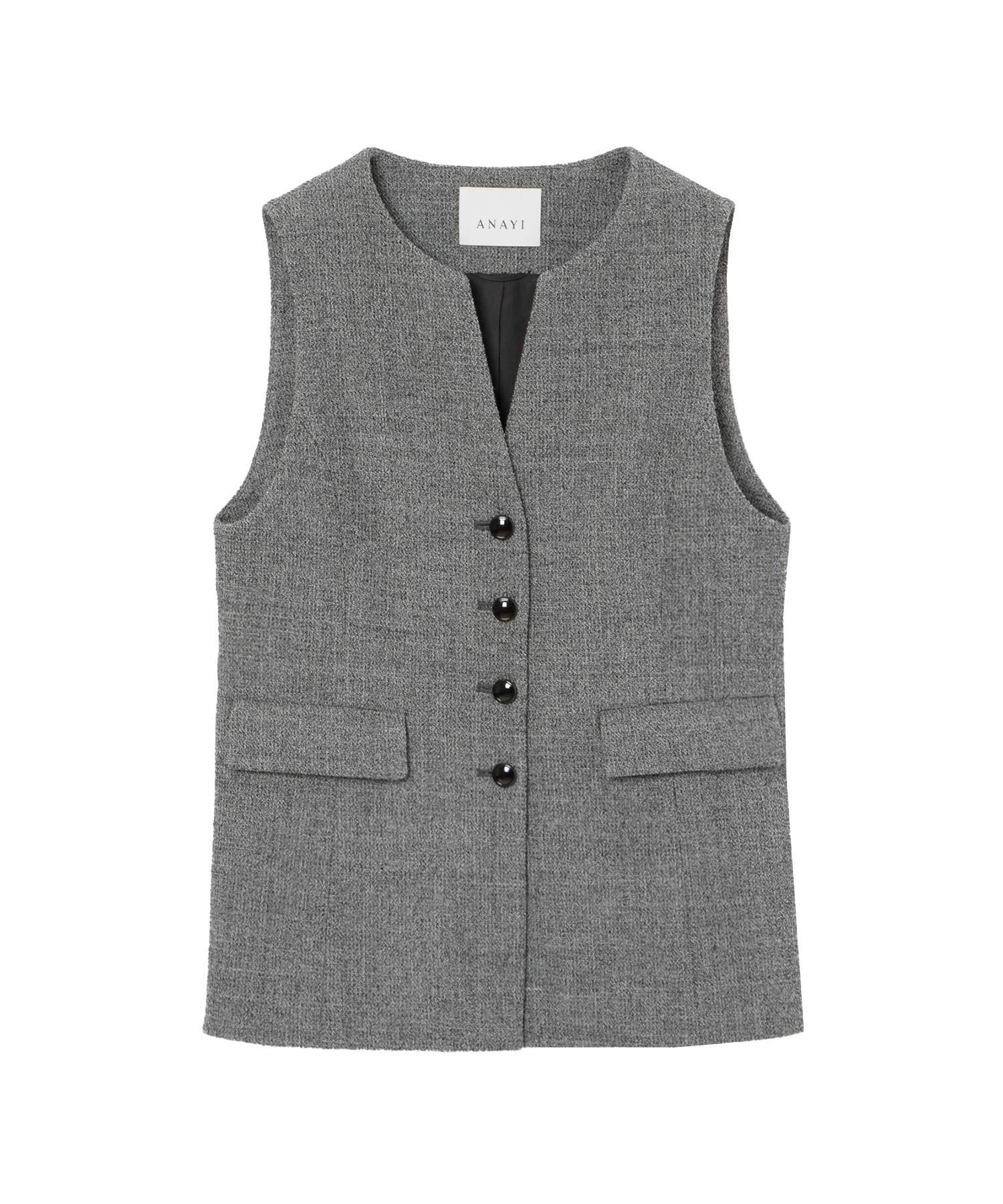 ANAYI｜【セットアップ対応商品】ワッフルツイードペプラムジレ