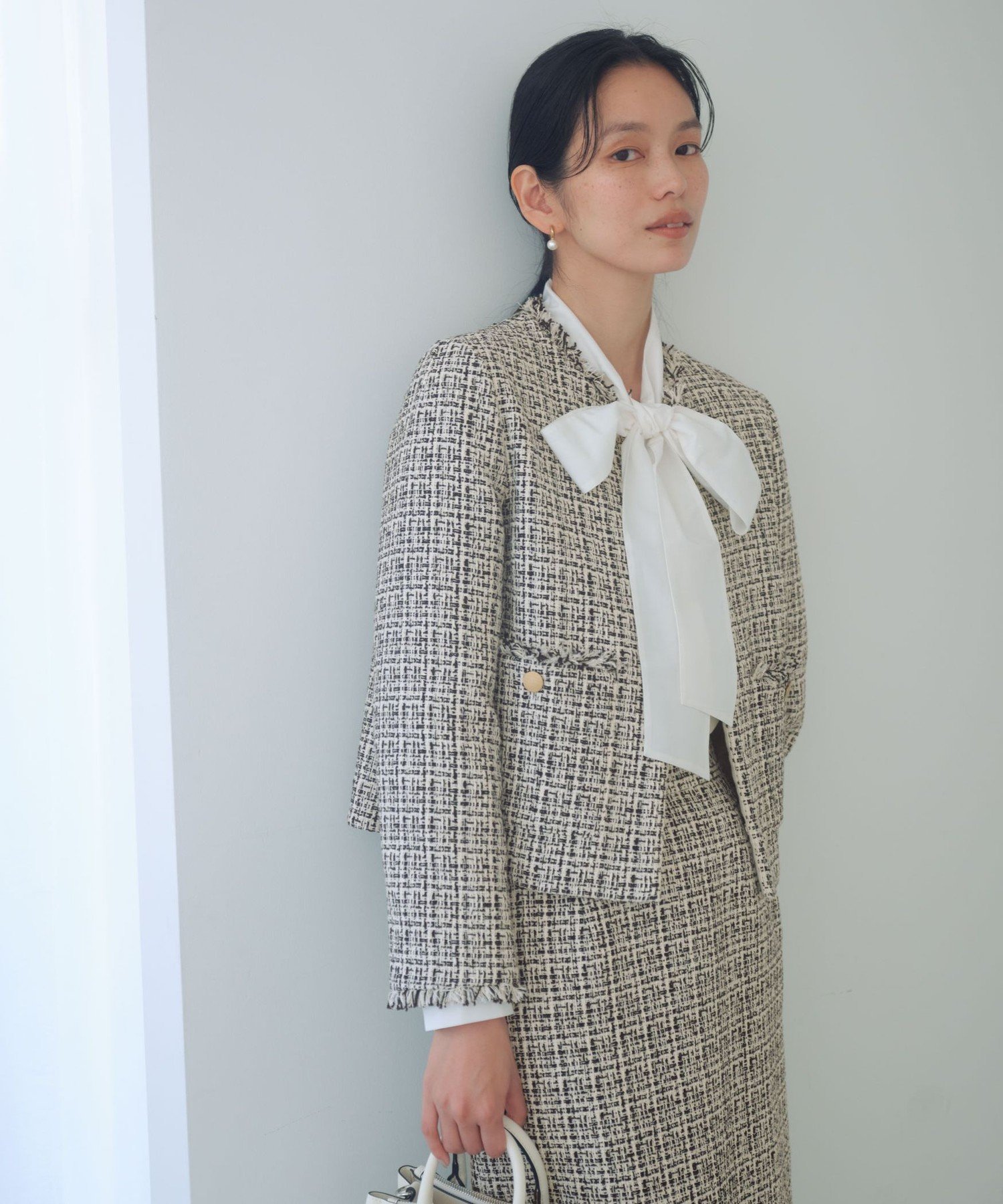 UNITED ARROWS green label relaxing｜ツイードライク ノーカラー