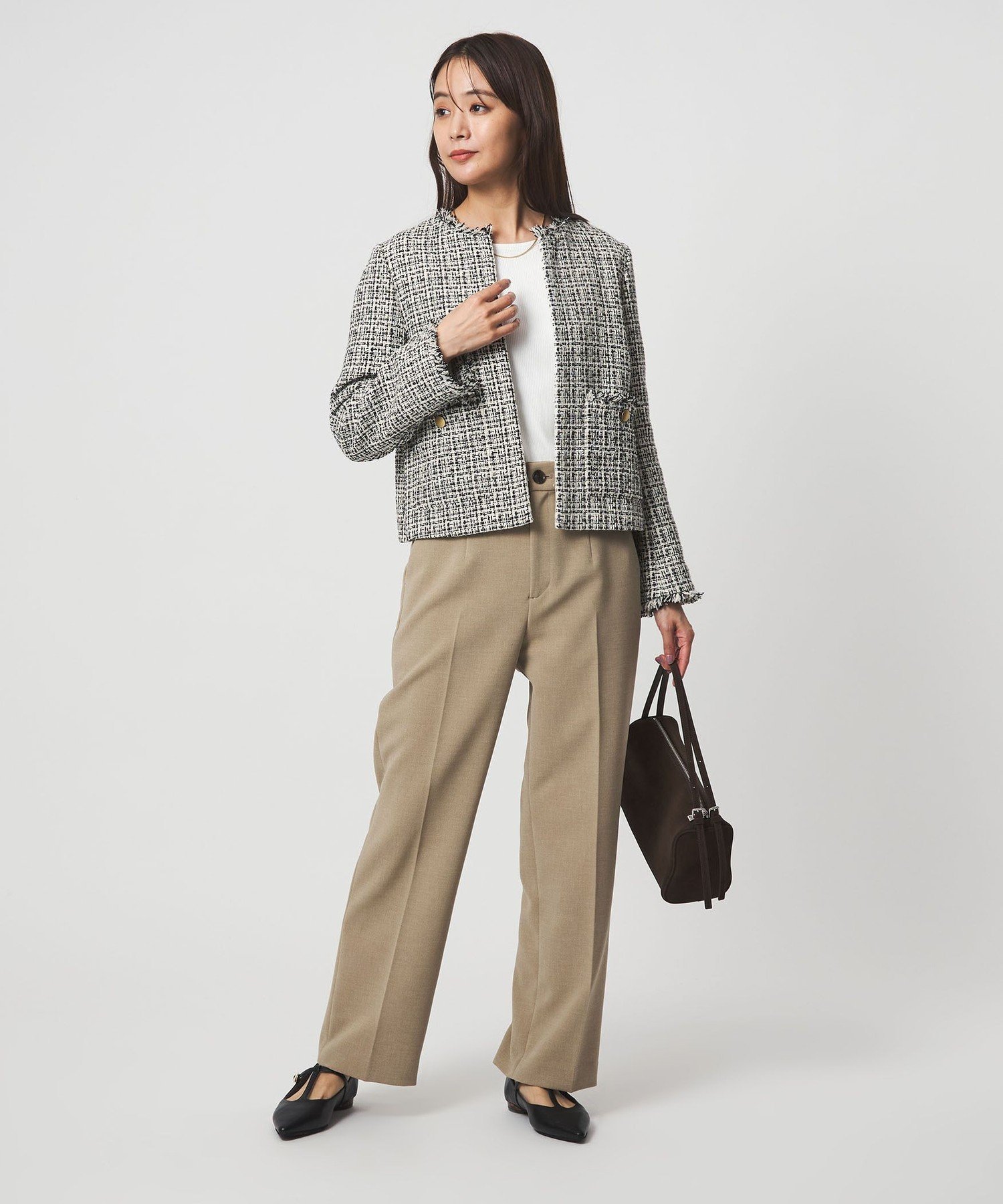 UNITED ARROWS green label relaxing｜ツイードライク ノーカラー