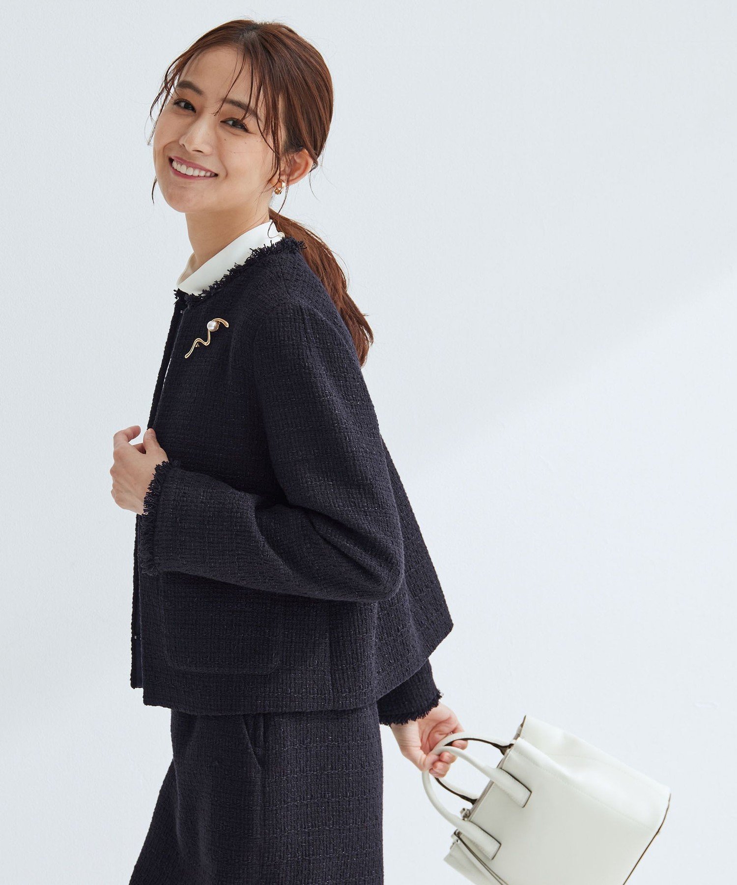 UNITED ARROWS green label relaxing｜ツイードライク ノーカラー