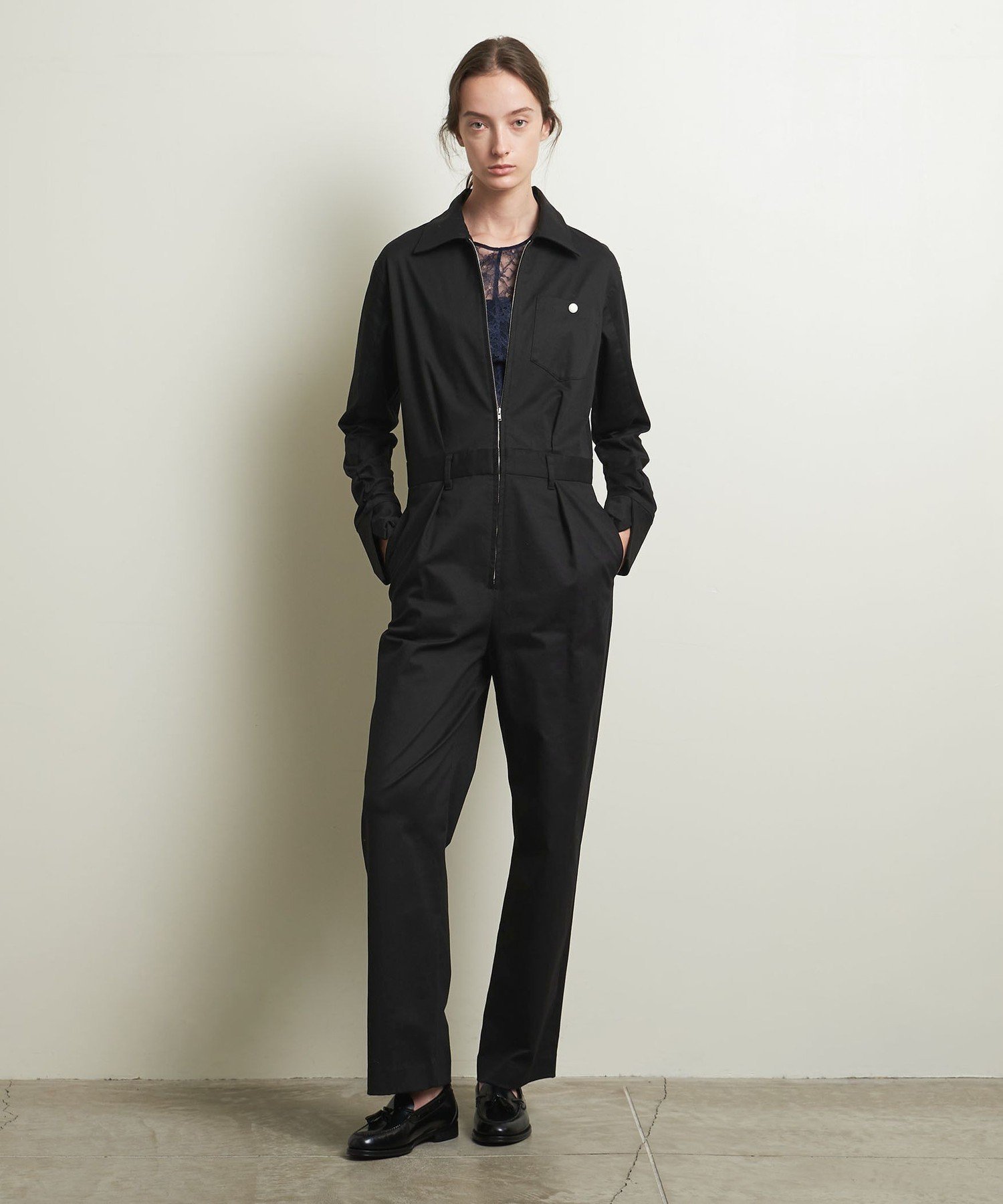 ATTISESSION ジャンプスーツ ATTISESSION＞スタンドカラー ジャンプスーツ