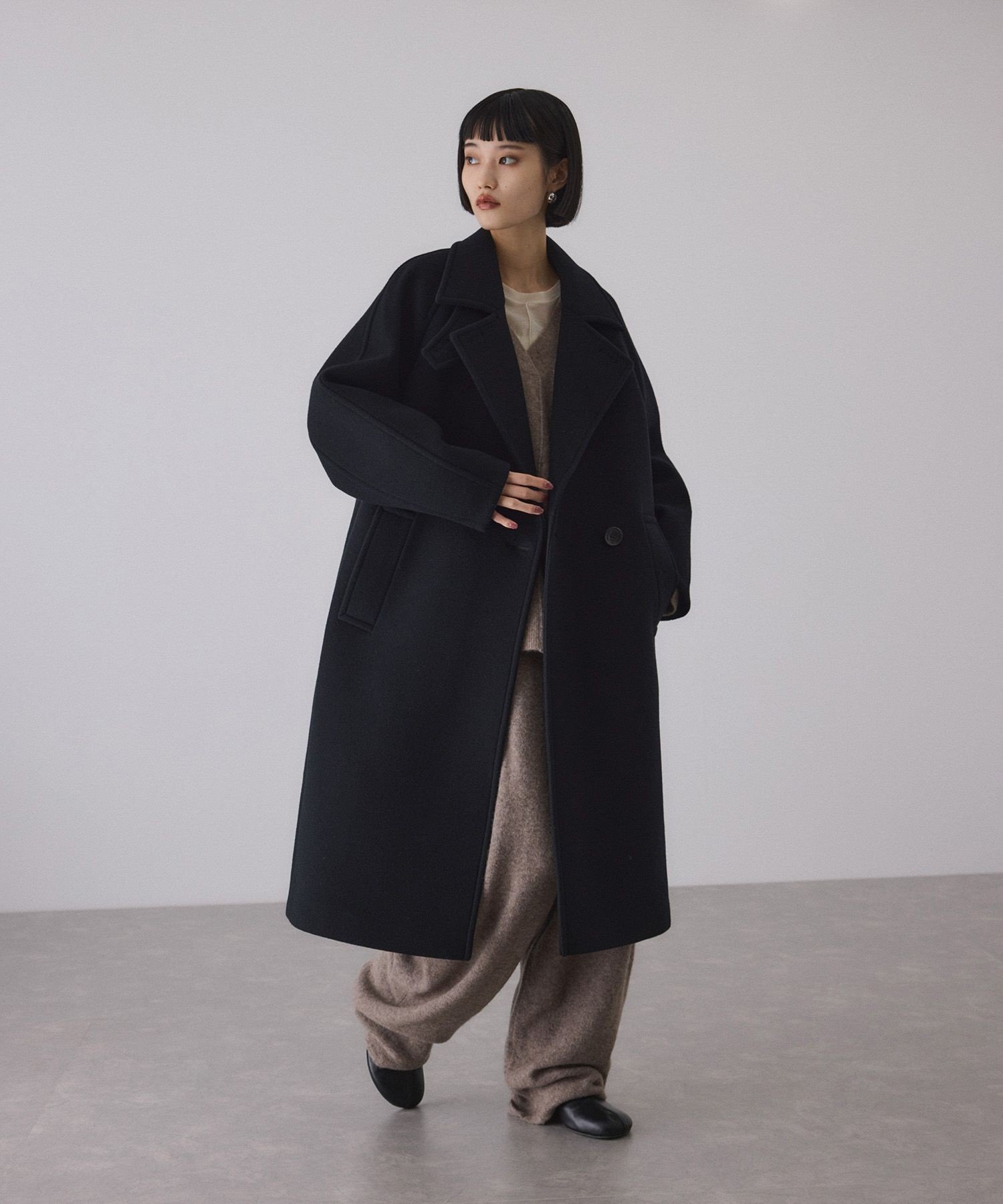 ADAM ET ROPE'｜ウールボンディングラグランロングコート | Rakuten