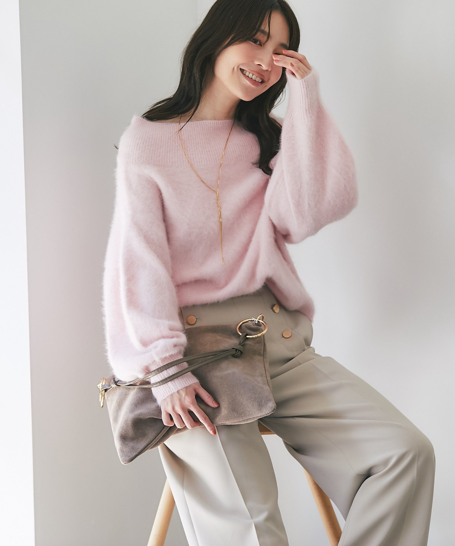 La boutique BonBon｜【今すぐお届け!】ヘアリーウールカシミア混リブ