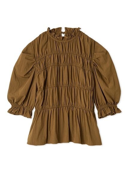 Mila Owen｜シャーリングペプラムフリルブラウス | Rakuten Fashion