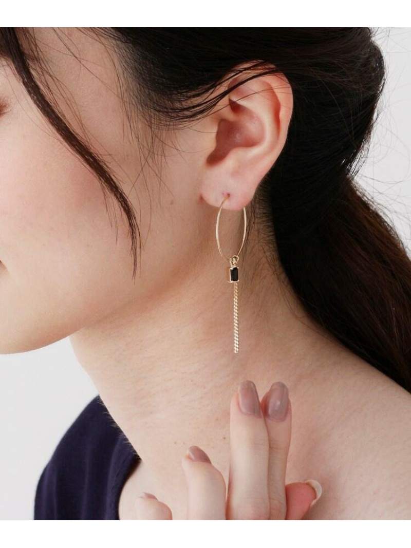 COCOSHNIK｜K10カラーストーン(オニキス)フープピアス | Rakuten