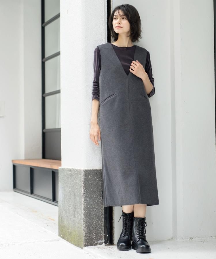 OPAQUE.CLIP｜ウールライクジャンパードレス【洗濯機洗い可