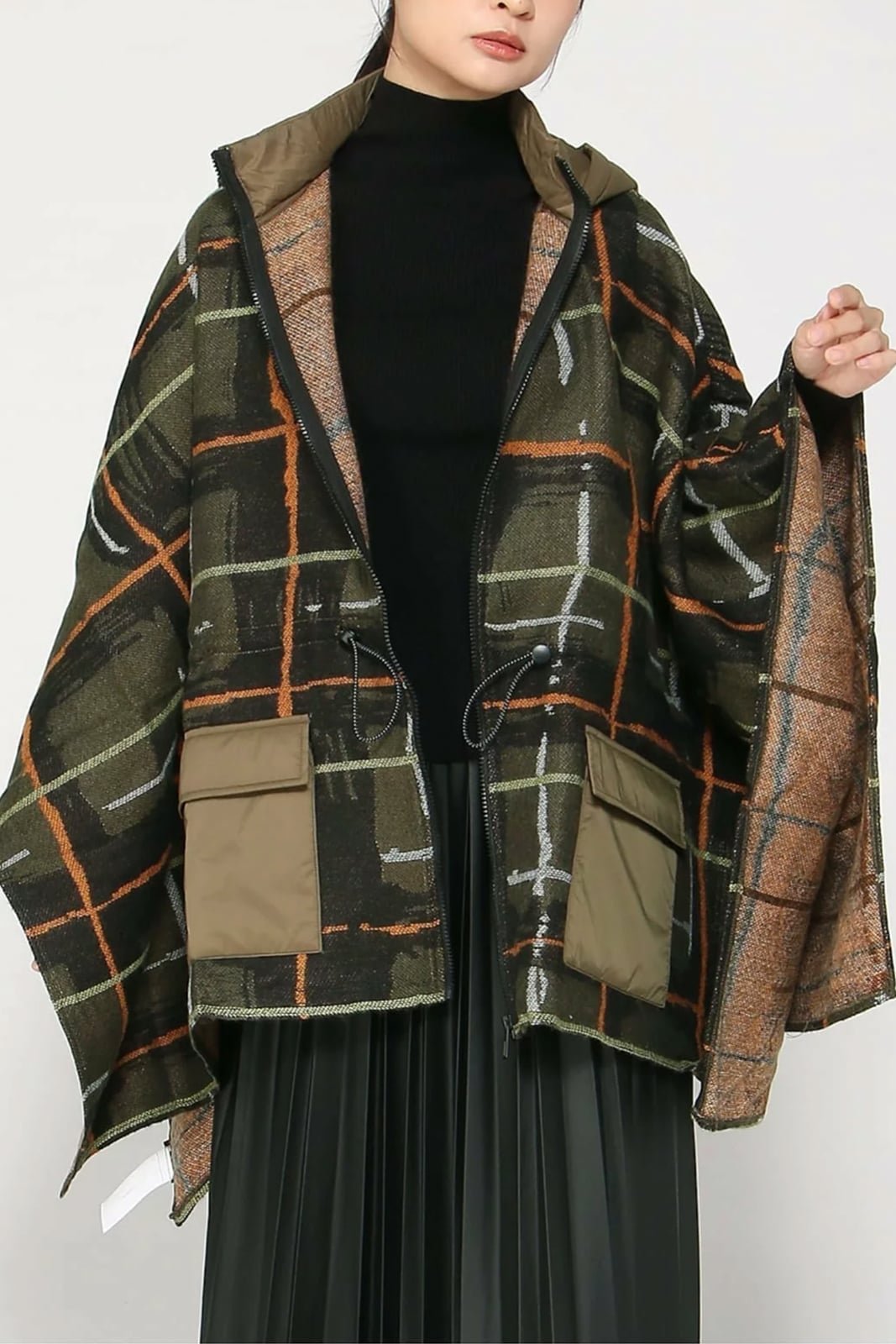 Desigual｜フード付きチェック柄ポンチョ | Rakuten Fashion(楽天