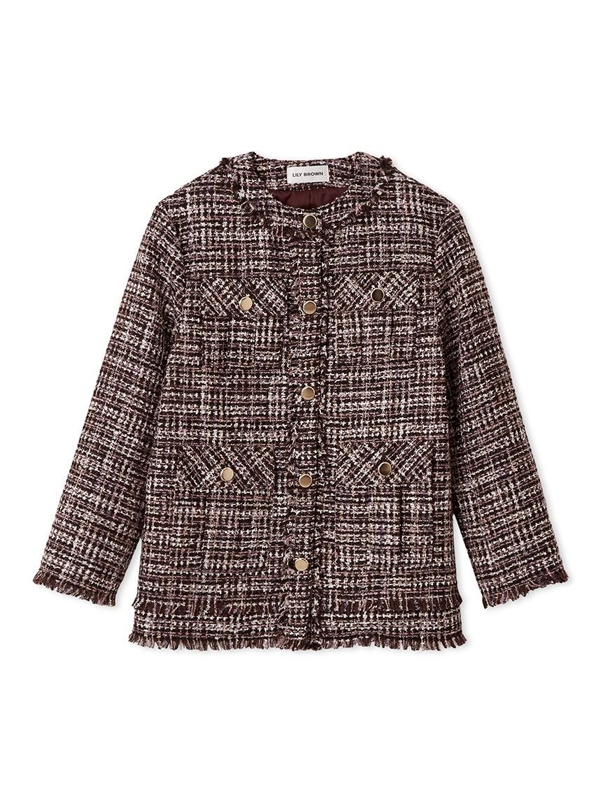 LILY BROWN｜ノーカラーツイードジャケット | Rakuten Fashion(楽天