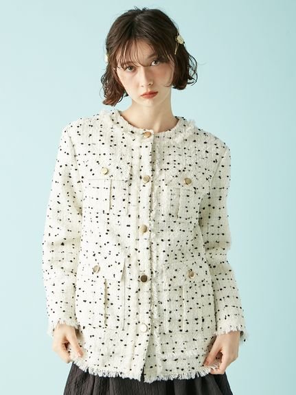 LILY BROWN｜ノーカラーツイードジャケット | Rakuten Fashion(楽天