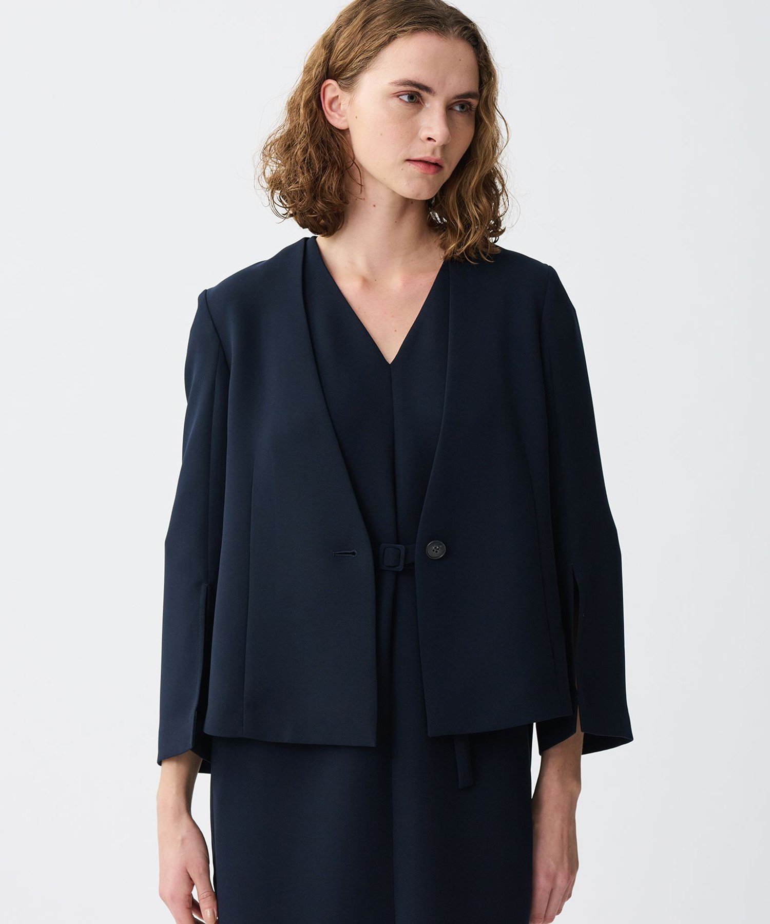 uncrave｜ウォッシャブル ダブルクロス スリットスリーブジャケット