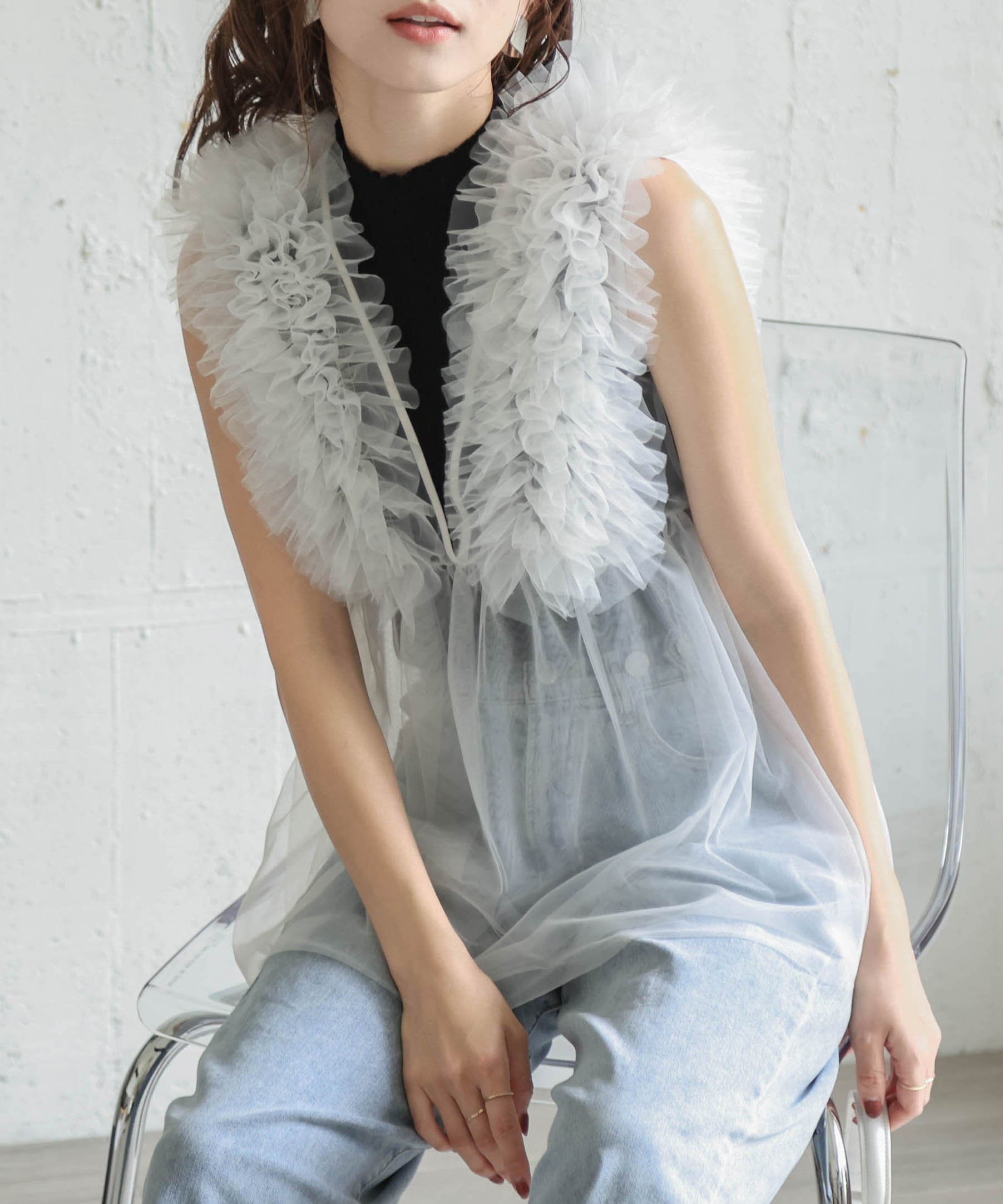 Lajour｜チュールフリルペプラムトップス | Rakuten Fashion(楽天