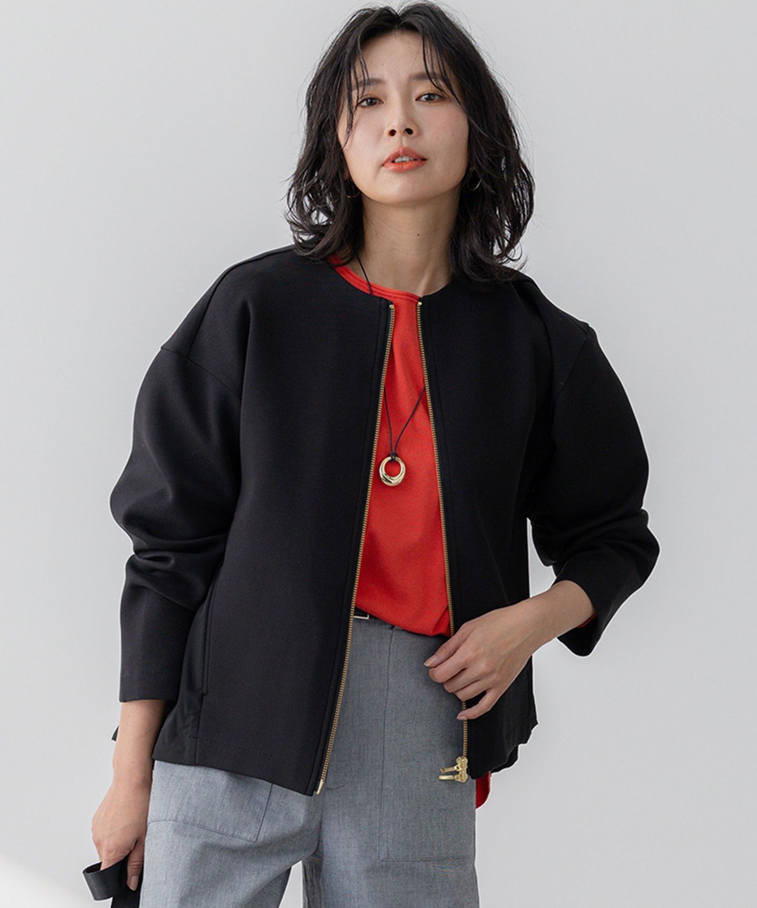 23区｜【洗える】コットンエアー ギャザー ライトアウター | Rakuten