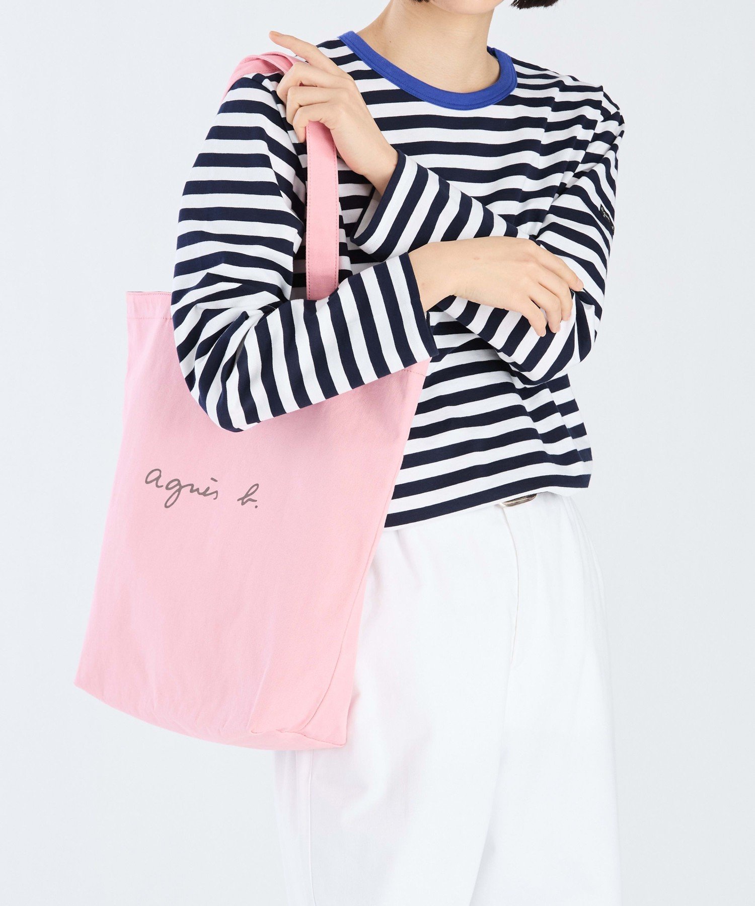 agnes b.｜ロゴ コットン リバーシブル トートバッグ 