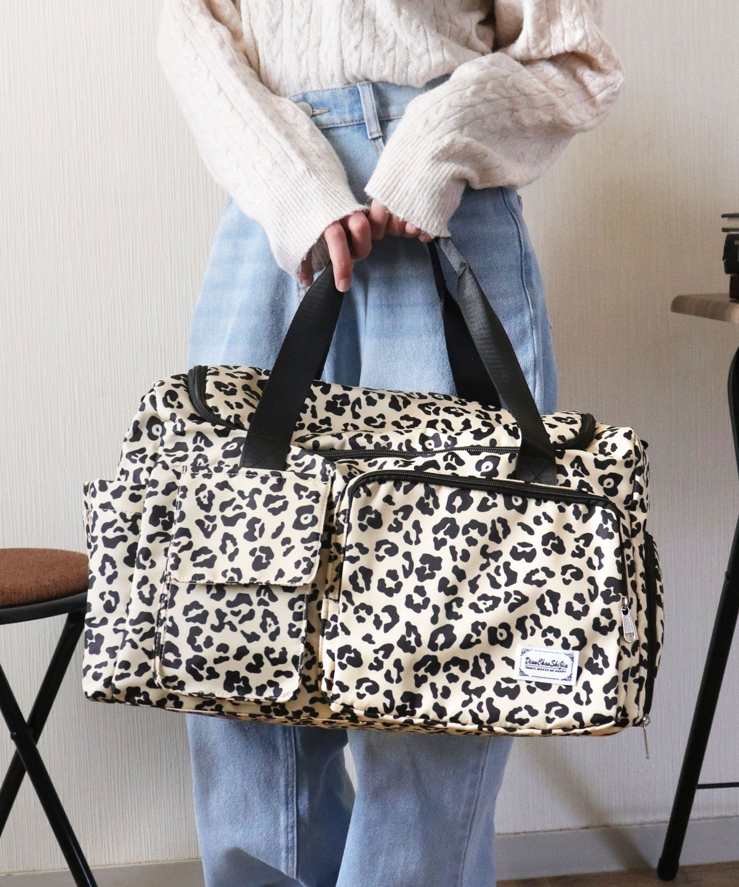 florist｜【大容量・撥水加工】2WAY ヒョウ柄トラベルボストンバッグ