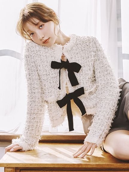 LILY BROWN｜[L.B CANDY STOCK]ラメリボンニットジャケット | Rakuten