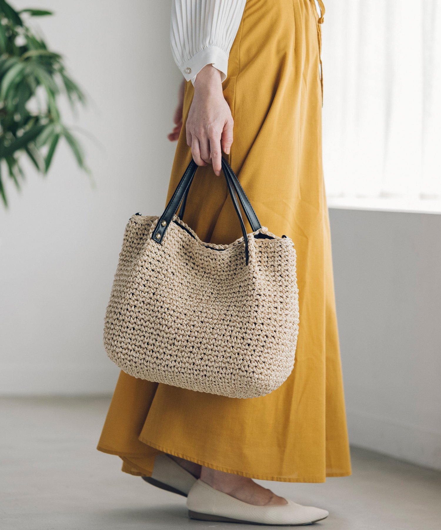 KAGOnoMORI｜チクチクしない 2way 手編み かごバッグ ショルダーバッグ