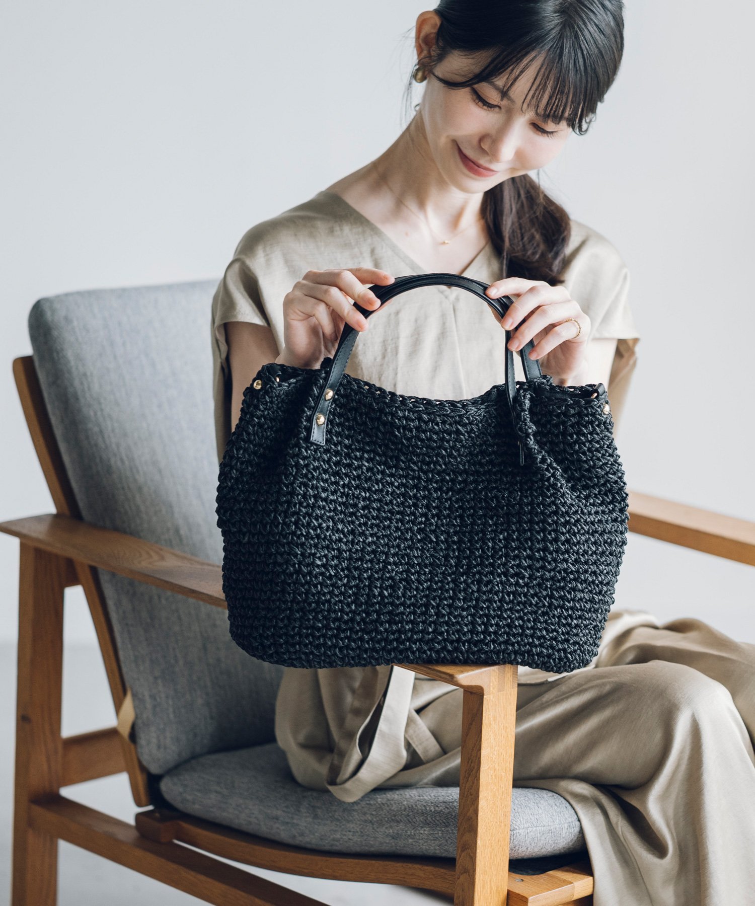 KAGOnoMORI｜チクチクしない 2way 手編み かごバッグ ショルダーバッグ