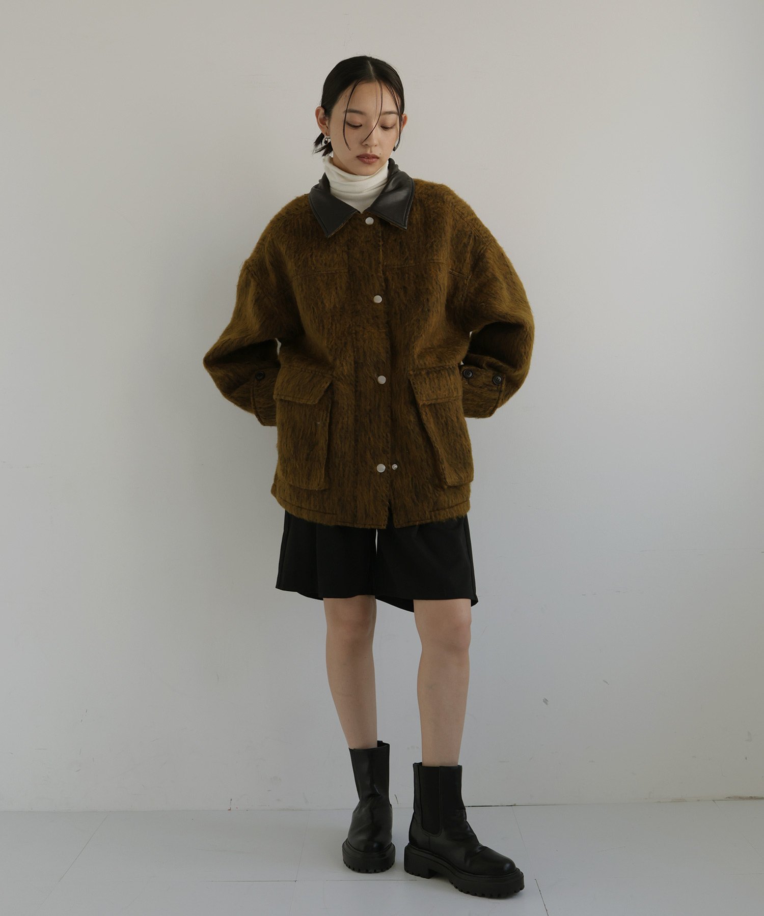 hellam｜レザーカラーシャギーコート | Rakuten Fashion(楽天