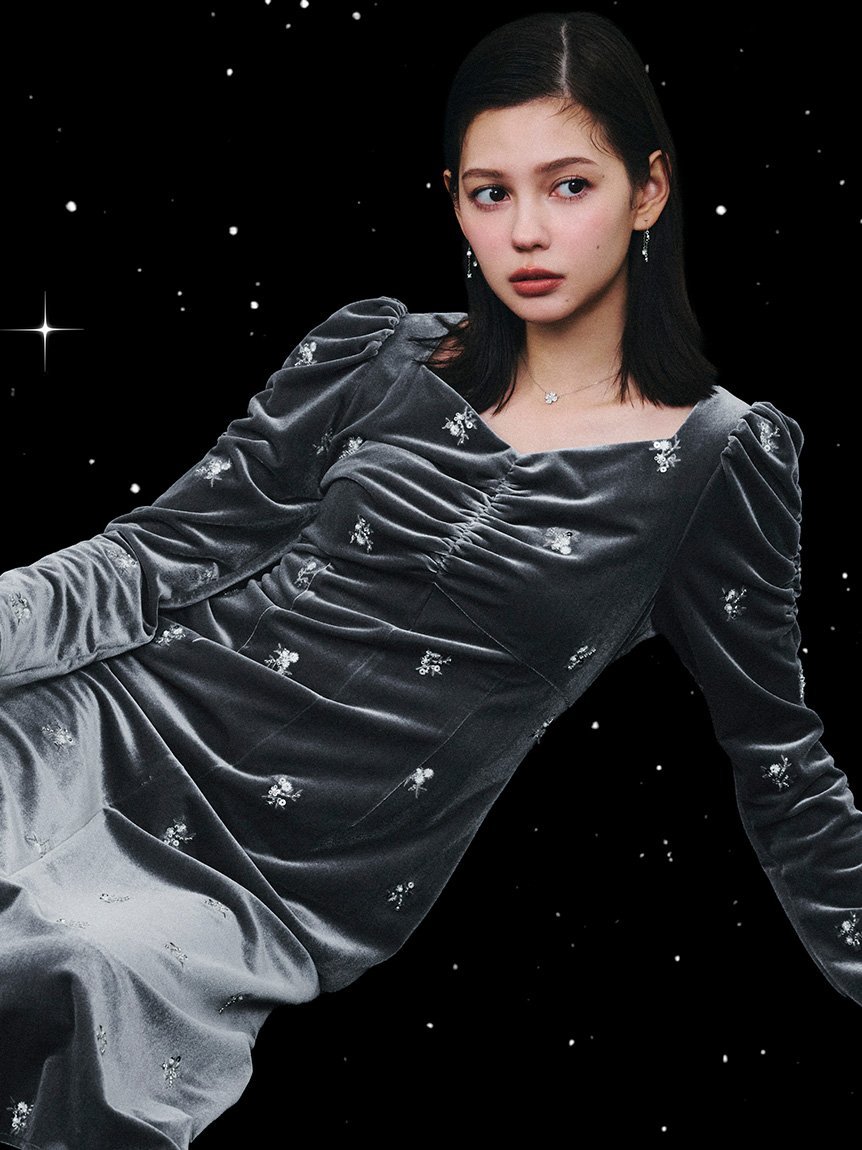 CELFORD｜花柄刺繍ベロアワンピース | Rakuten Fashion(楽天