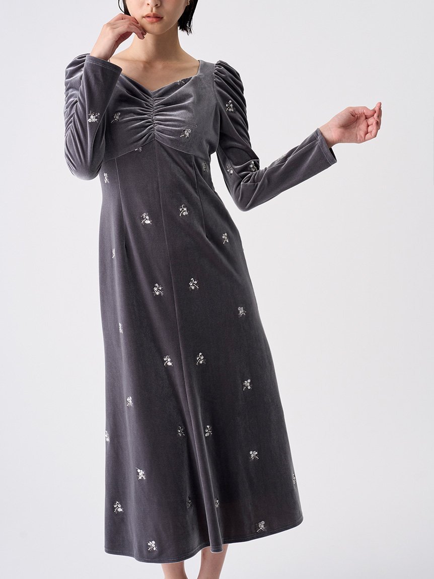 CELFORD｜花柄刺繍ベロアワンピース | Rakuten Fashion(楽天