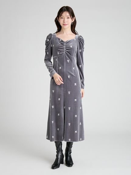 CELFORD｜花柄刺繍ベロアワンピース | Rakuten Fashion(楽天