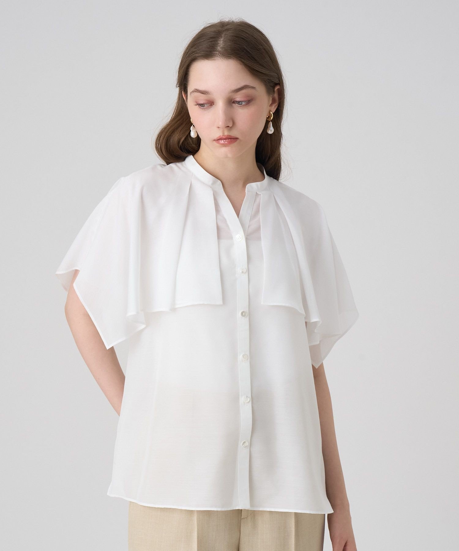 ANAYI｜スパンローンケープラッフルブラウス | Rakuten Fashion(楽天