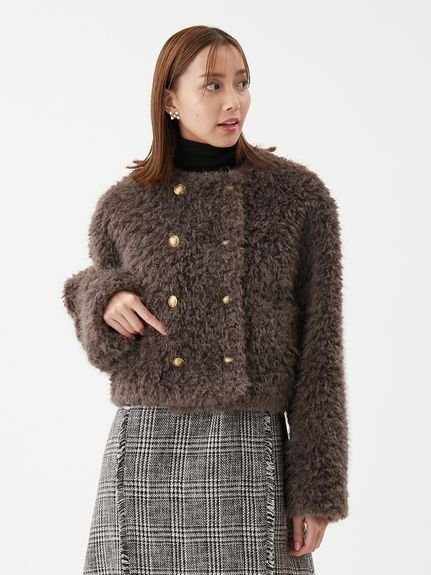 Mila Owen｜金釦フェイクファー短丈ジャケット | Rakuten Fashion(楽天
