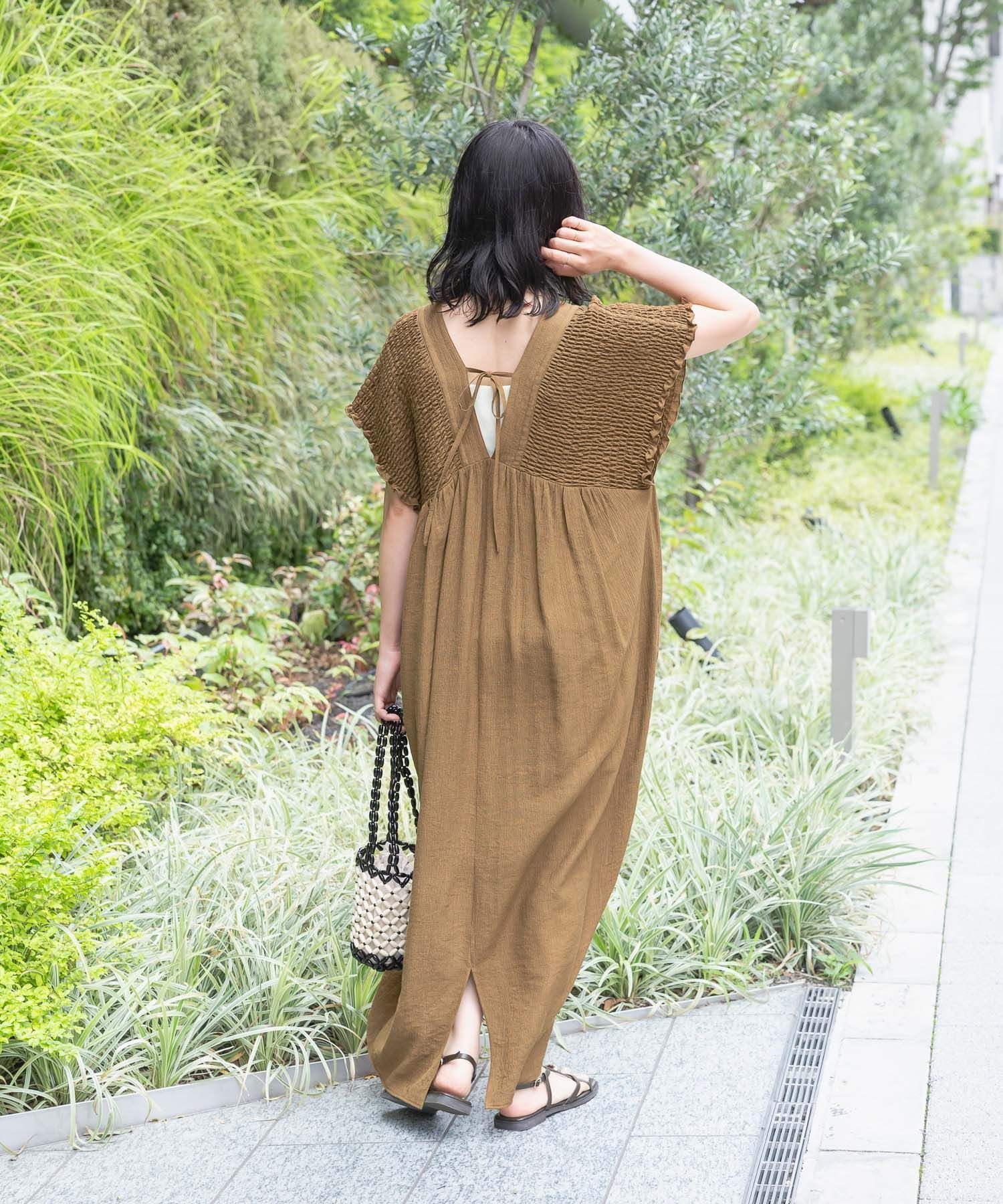 LEPSIM｜【産前・産後対応】マタニティ/シャーリングVワンピース